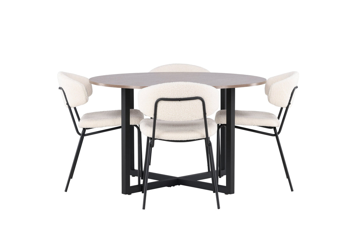Durango Esszimmerset + Chico ⌀120cm/4St. in Weiss präsentiert im Onlineshop von KAQTU Design AG. Esszimmerset ist von Venture Home
