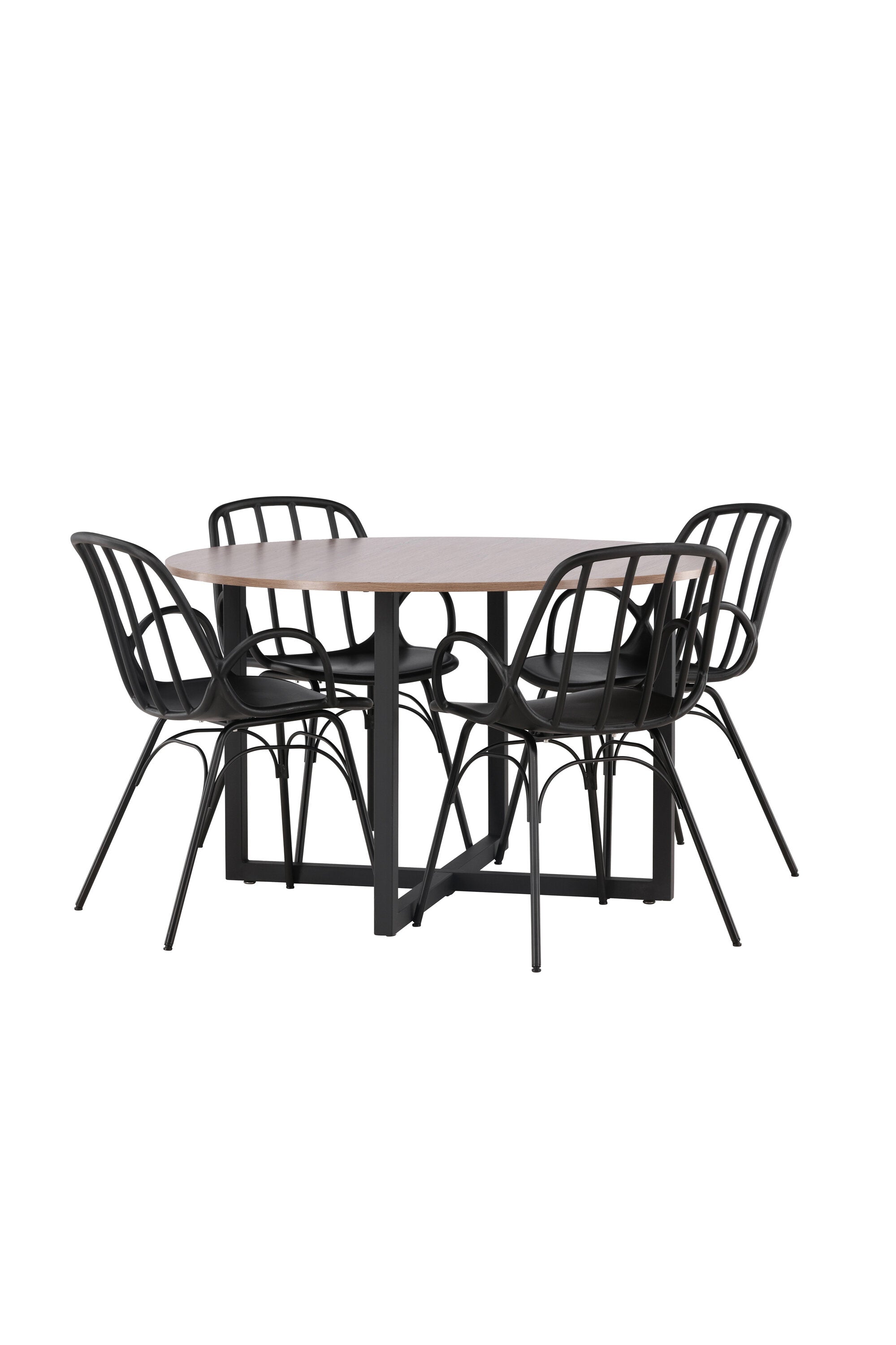 Durango Esszimmerset + Dyrön ⌀120cm/4St. in Schwarz präsentiert im Onlineshop von KAQTU Design AG. Esszimmerset ist von Venture Home