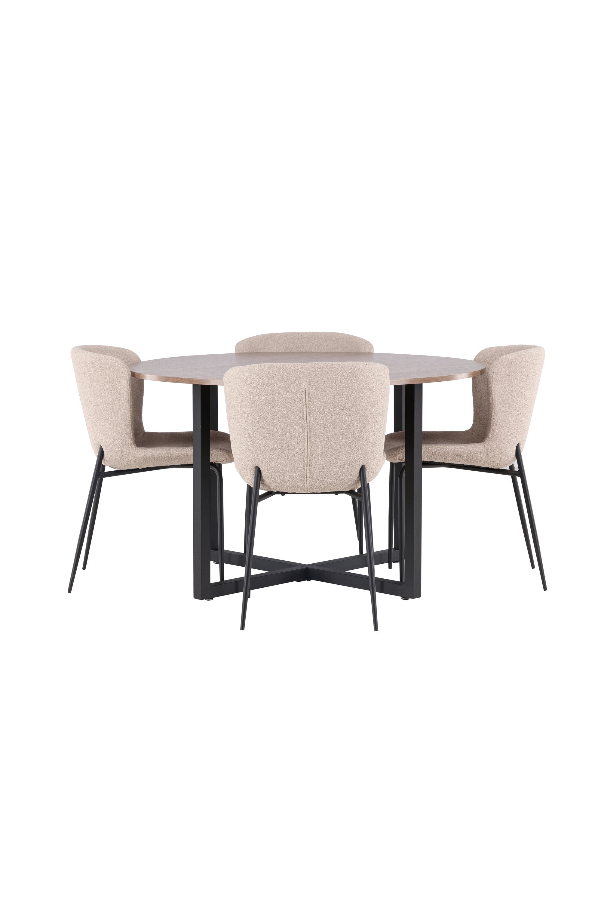 Durango Esszimmerset + Modesto ⌀120cm/4St. in Beige, Schwarz präsentiert im Onlineshop von KAQTU Design AG. Esszimmerset ist von Venture Home