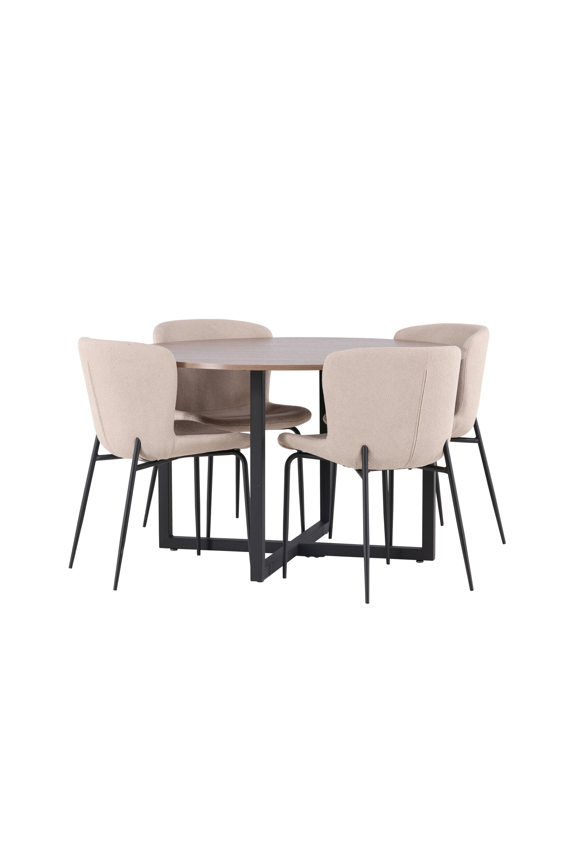 Durango Esszimmerset + Modesto ⌀120cm/4St. in Beige, Schwarz präsentiert im Onlineshop von KAQTU Design AG. Esszimmerset ist von Venture Home