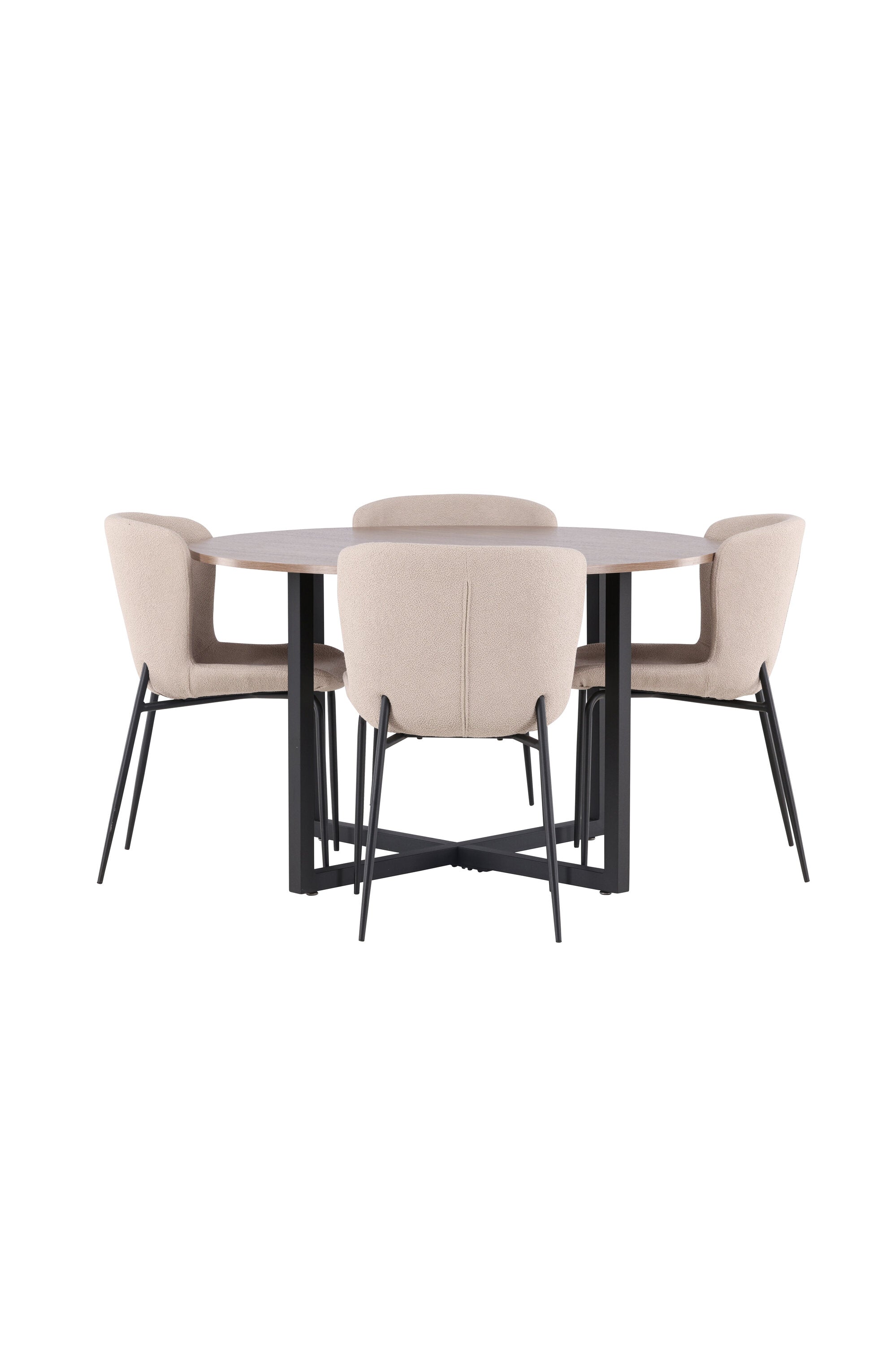 Durango Esszimmerset + Modesto ⌀120cm/4St. in Beige, Schwarz präsentiert im Onlineshop von KAQTU Design AG. Esszimmerset ist von Venture Home