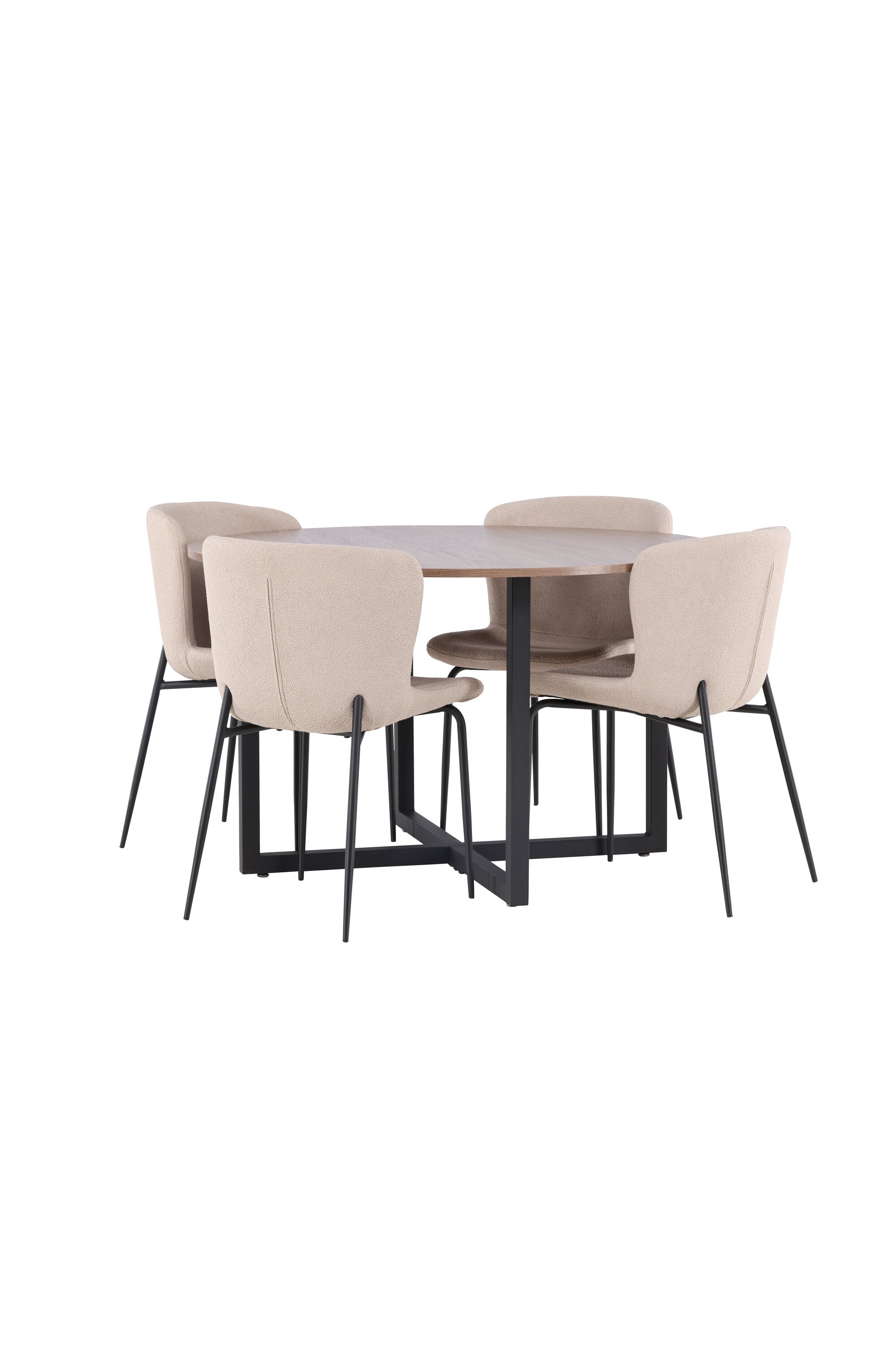 Durango Esszimmerset + Modesto ⌀120cm/4St. in Beige, Schwarz präsentiert im Onlineshop von KAQTU Design AG. Esszimmerset ist von Venture Home