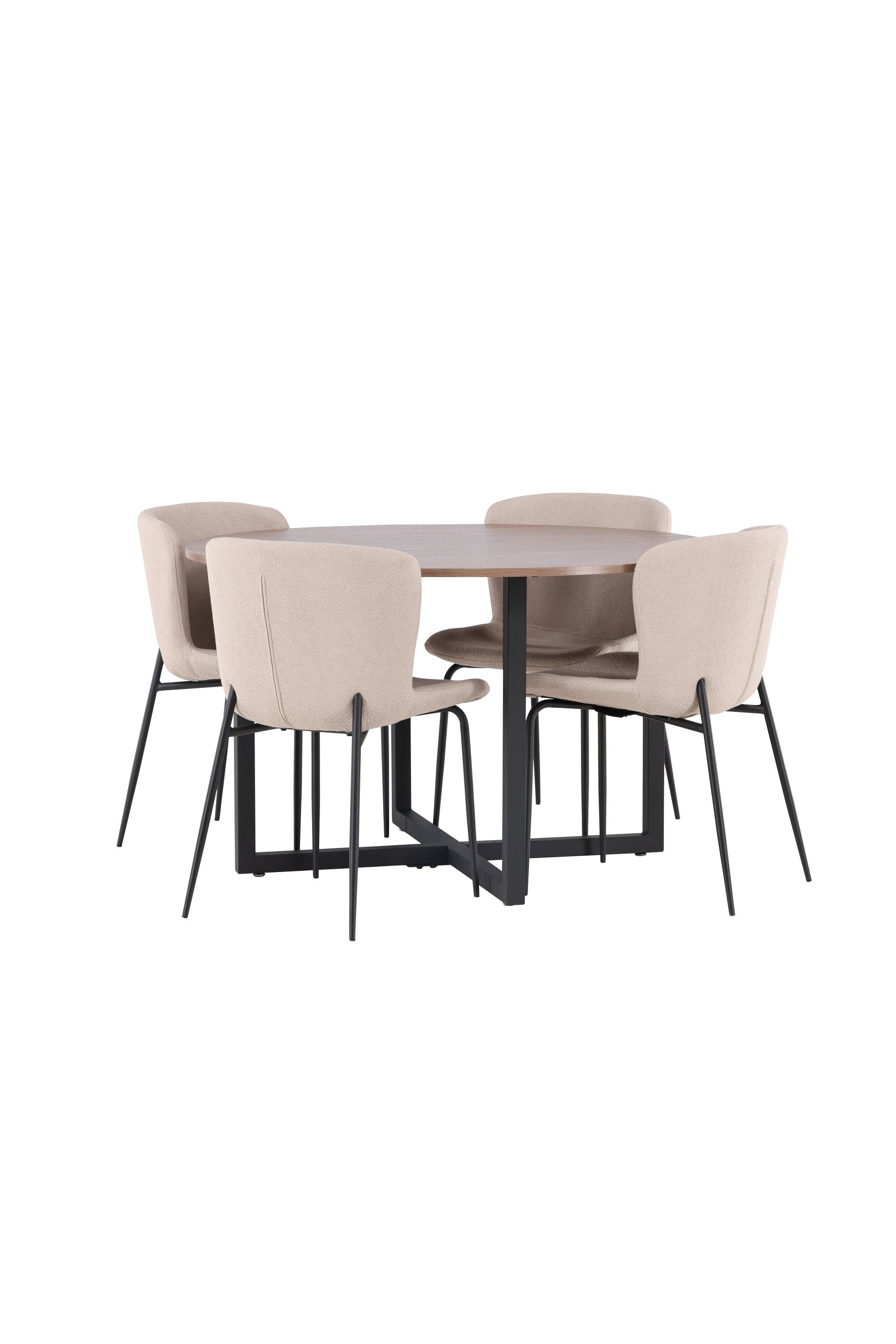 Durango Esszimmerset + Modesto ⌀120cm/4St. in Beige, Schwarz präsentiert im Onlineshop von KAQTU Design AG. Esszimmerset ist von Venture Home