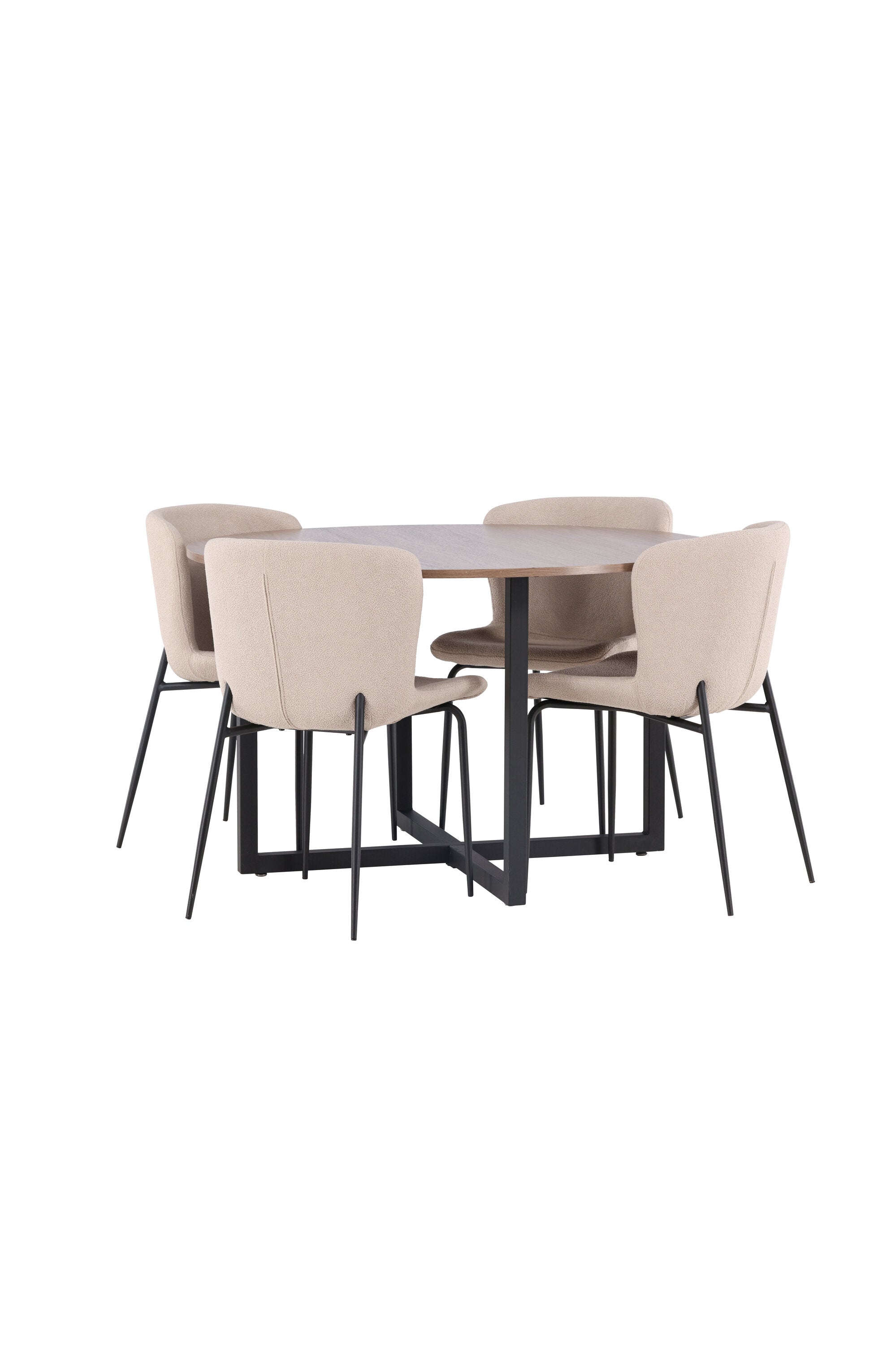 Durango Esszimmerset + Modesto ⌀120cm/4St. in Beige, Schwarz präsentiert im Onlineshop von KAQTU Design AG. Esszimmerset ist von Venture Home