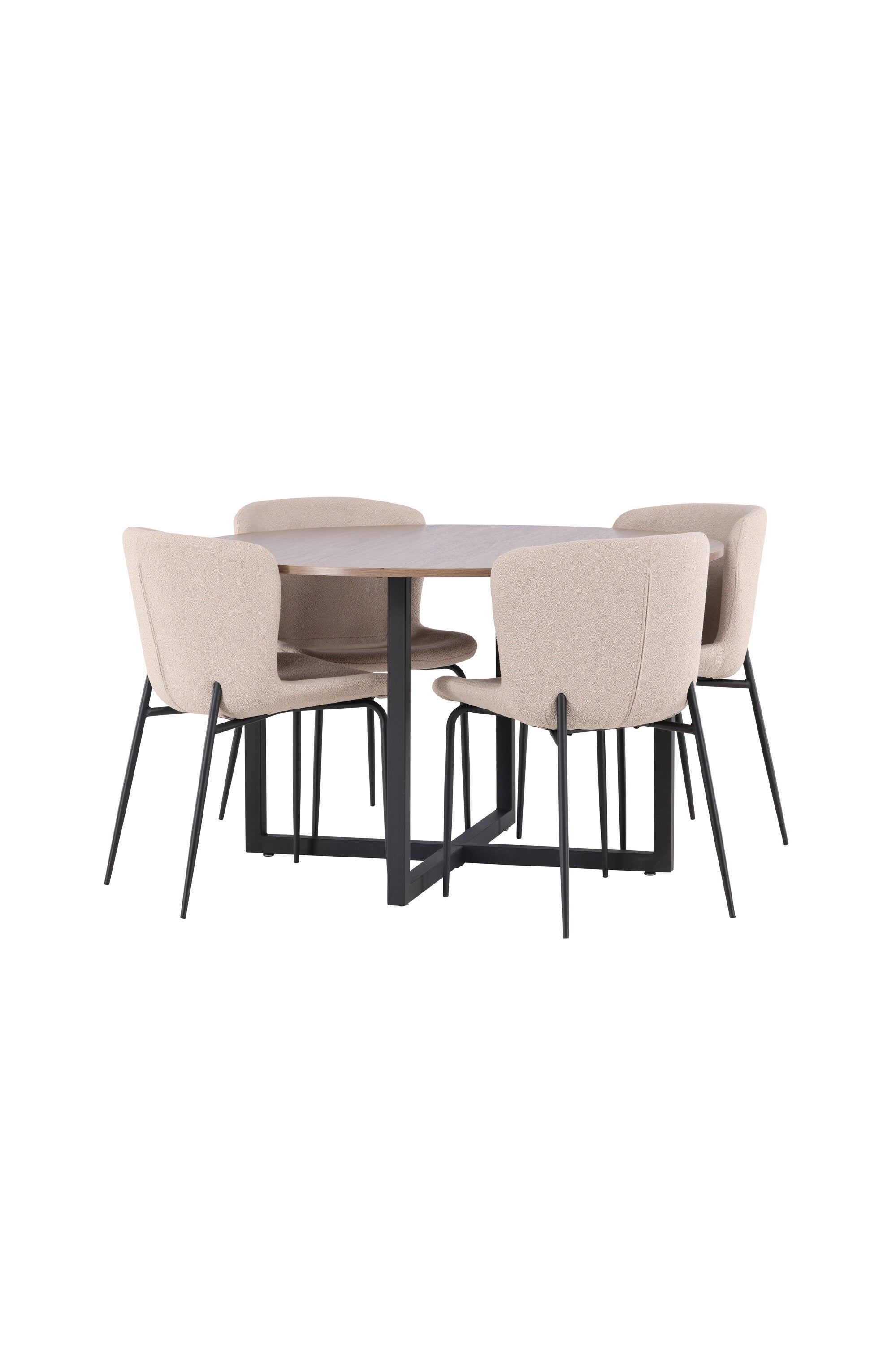Durango Esszimmerset + Modesto ⌀120cm/4St. in Beige, Schwarz präsentiert im Onlineshop von KAQTU Design AG. Esszimmerset ist von Venture Home