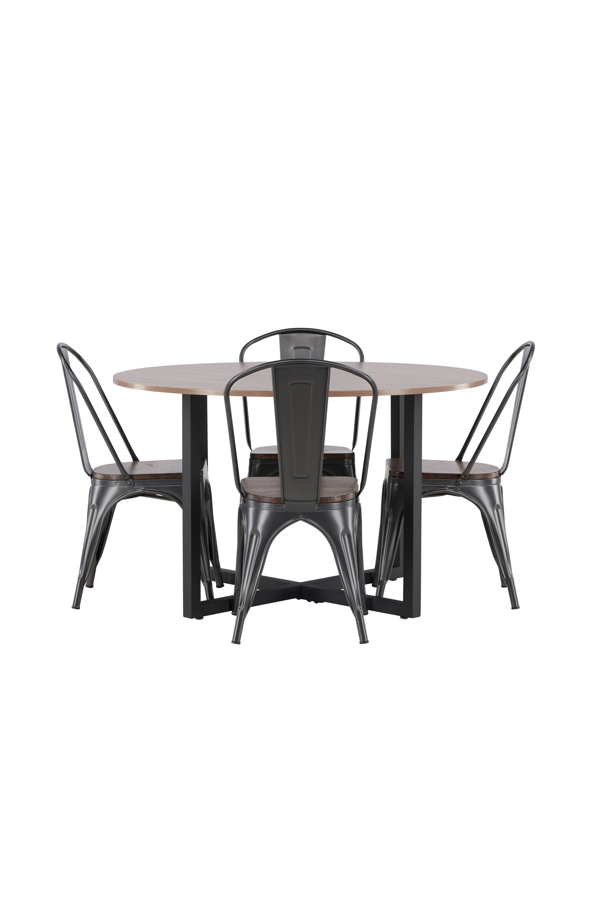 Durango Esszimmerset + Tempe ⌀120cm/4St. in Dunkelgrau, Walnuss präsentiert im Onlineshop von KAQTU Design AG. Esszimmerset ist von Venture Home