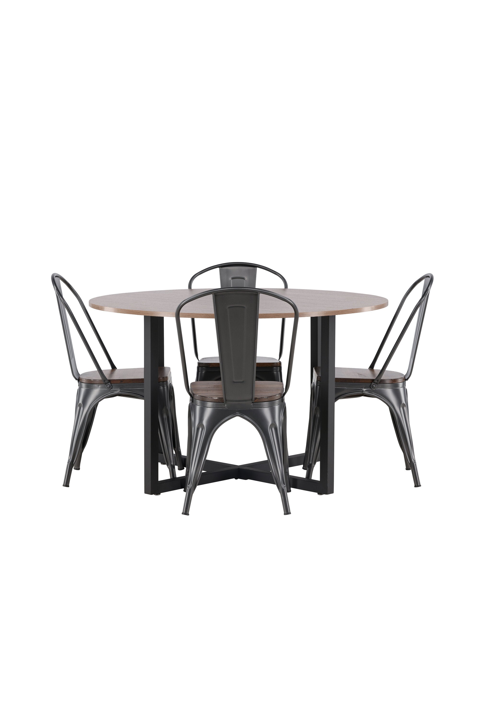 Durango Esszimmerset + Tempe ⌀120cm/4St. in Dunkelgrau, Walnuss präsentiert im Onlineshop von KAQTU Design AG. Esszimmerset ist von Venture Home