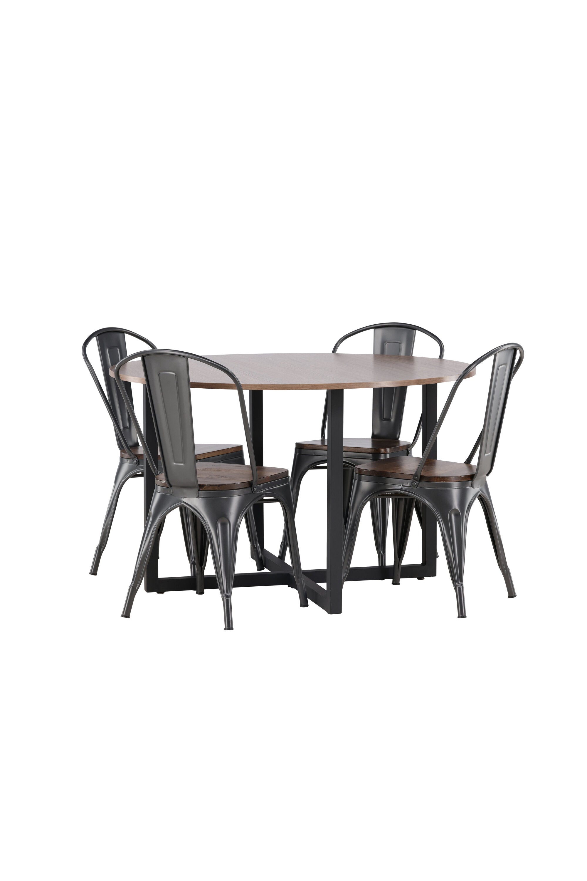 Durango Esszimmerset + Tempe ⌀120cm/4St. in Dunkelgrau, Walnuss präsentiert im Onlineshop von KAQTU Design AG. Esszimmerset ist von Venture Home