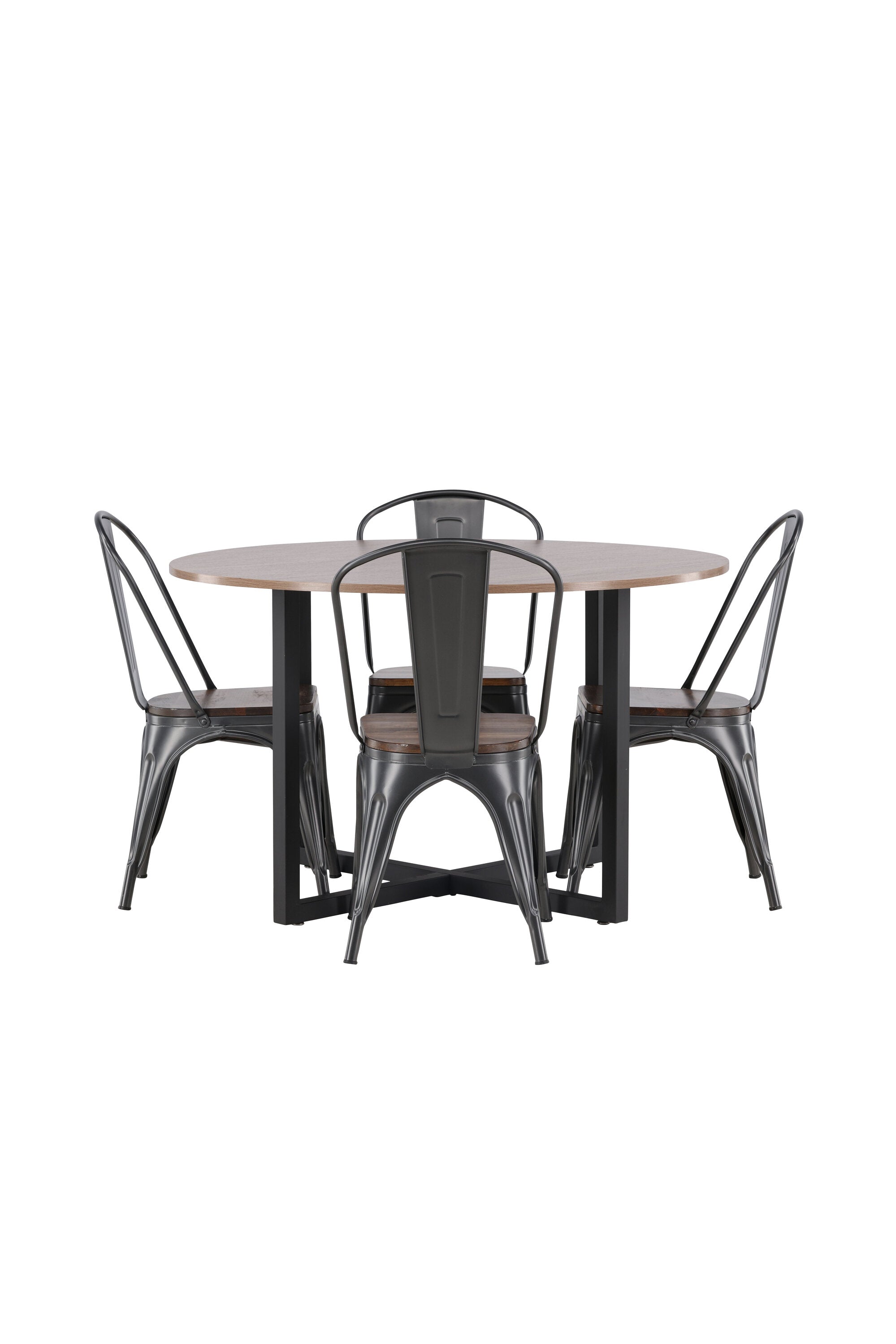 Durango Esszimmerset + Tempe ⌀120cm/4St. in Dunkelgrau, Walnuss präsentiert im Onlineshop von KAQTU Design AG. Esszimmerset ist von Venture Home