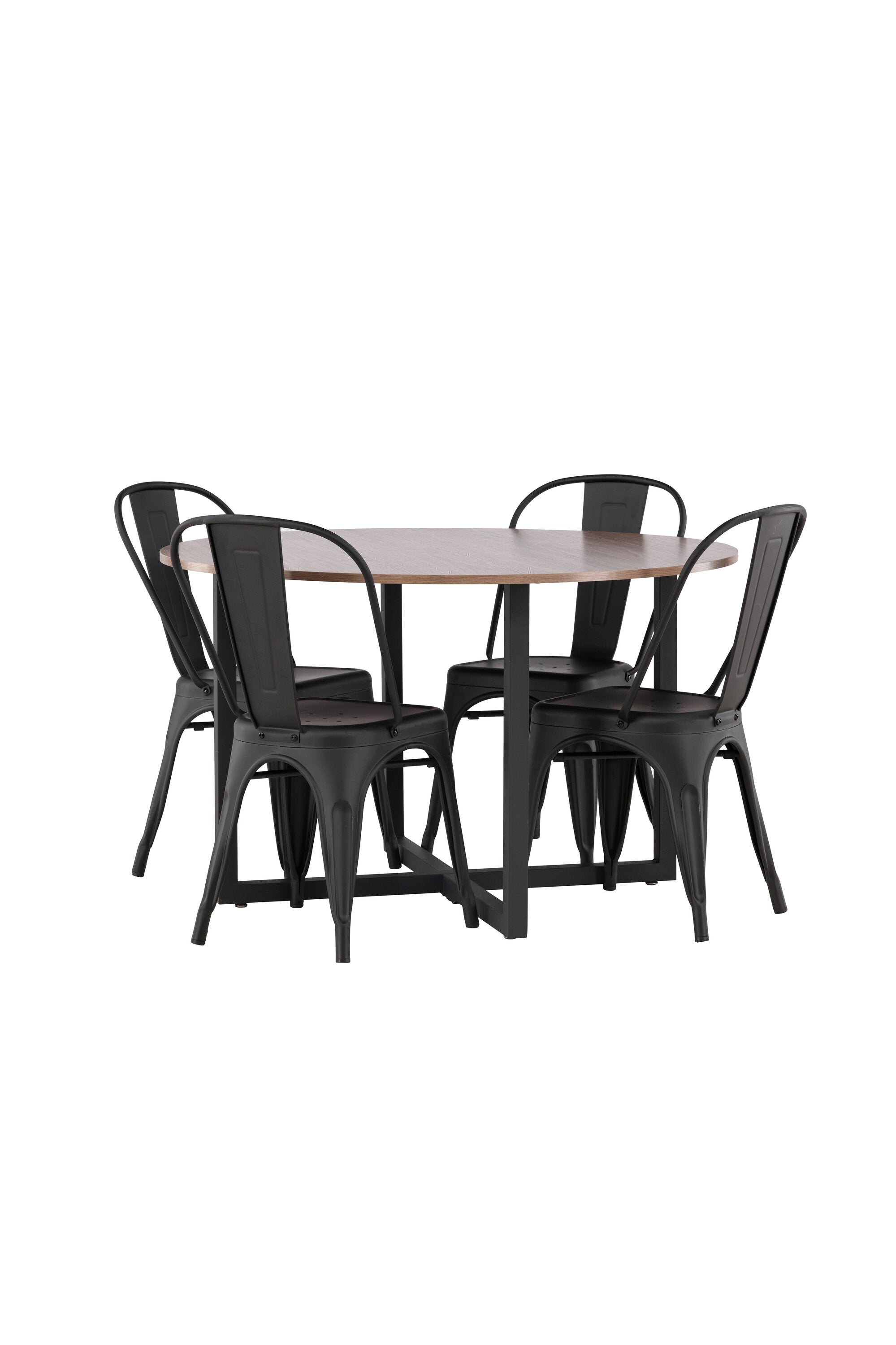 Durango Esszimmerset + Tempe ⌀120cm/4St. in Schwarz präsentiert im Onlineshop von KAQTU Design AG. Esszimmerset ist von Venture Home