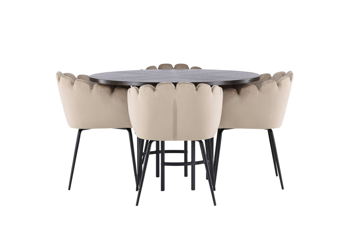 Esszimmerset Copenhagen + Limhamn ⌀115cm/4St. in Mocca / Beige präsentiert im Onlineshop von KAQTU Design AG. Esszimmerset ist von Venture Home