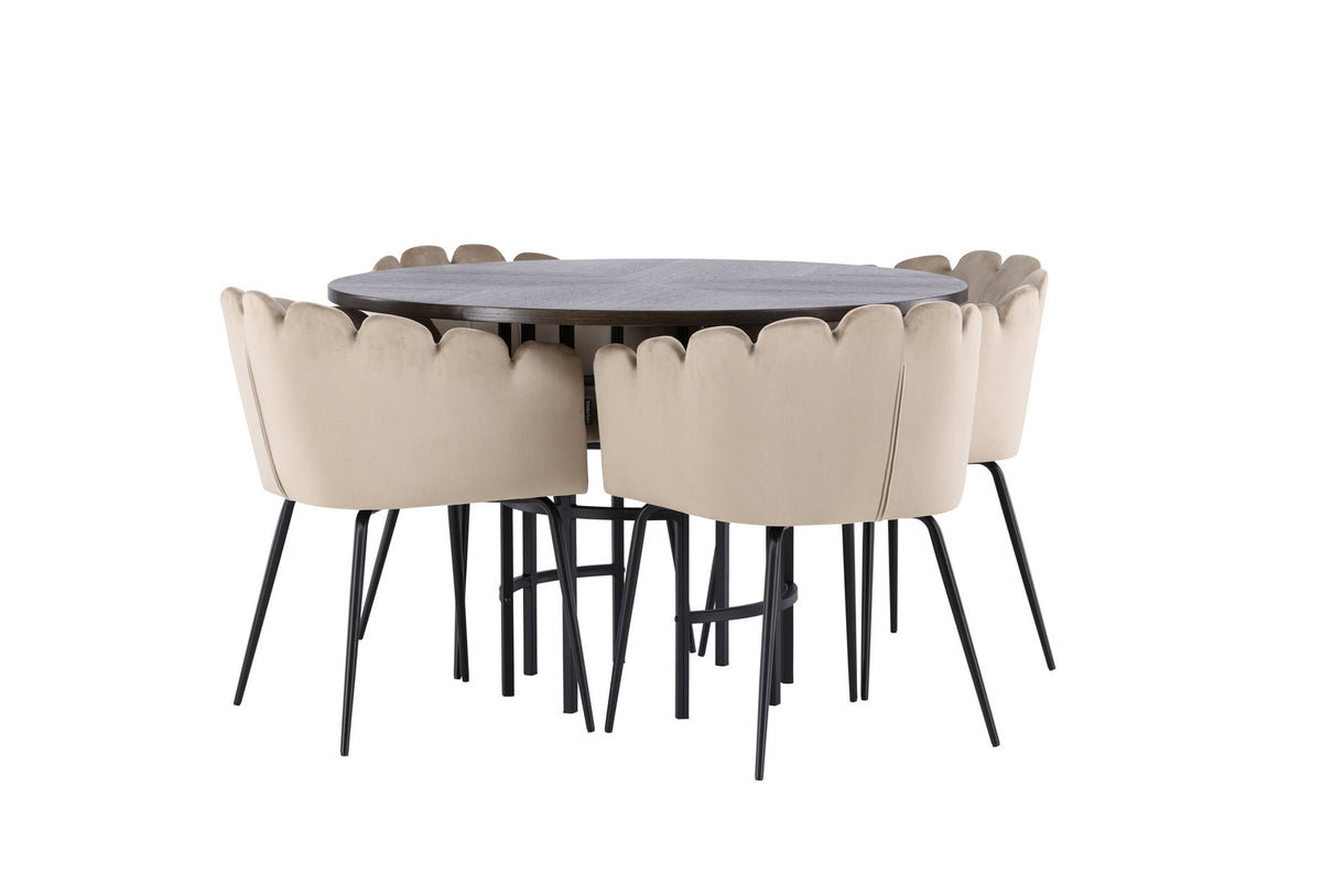 Esszimmerset Copenhagen + Limhamn ⌀115cm/4St. in Mocca / Beige präsentiert im Onlineshop von KAQTU Design AG. Esszimmerset ist von Venture Home