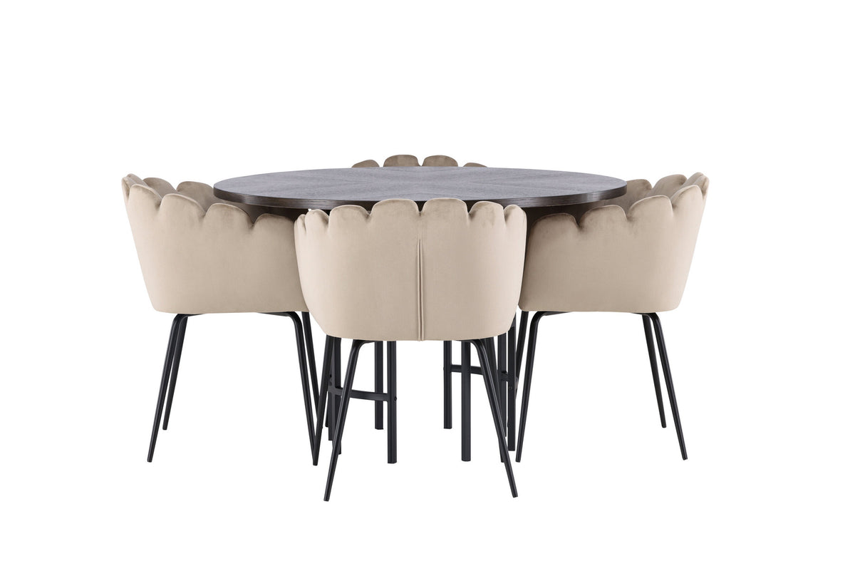 Esszimmerset Copenhagen + Limhamn ⌀115cm/4St. in Mocca / Beige präsentiert im Onlineshop von KAQTU Design AG. Esszimmerset ist von Venture Home