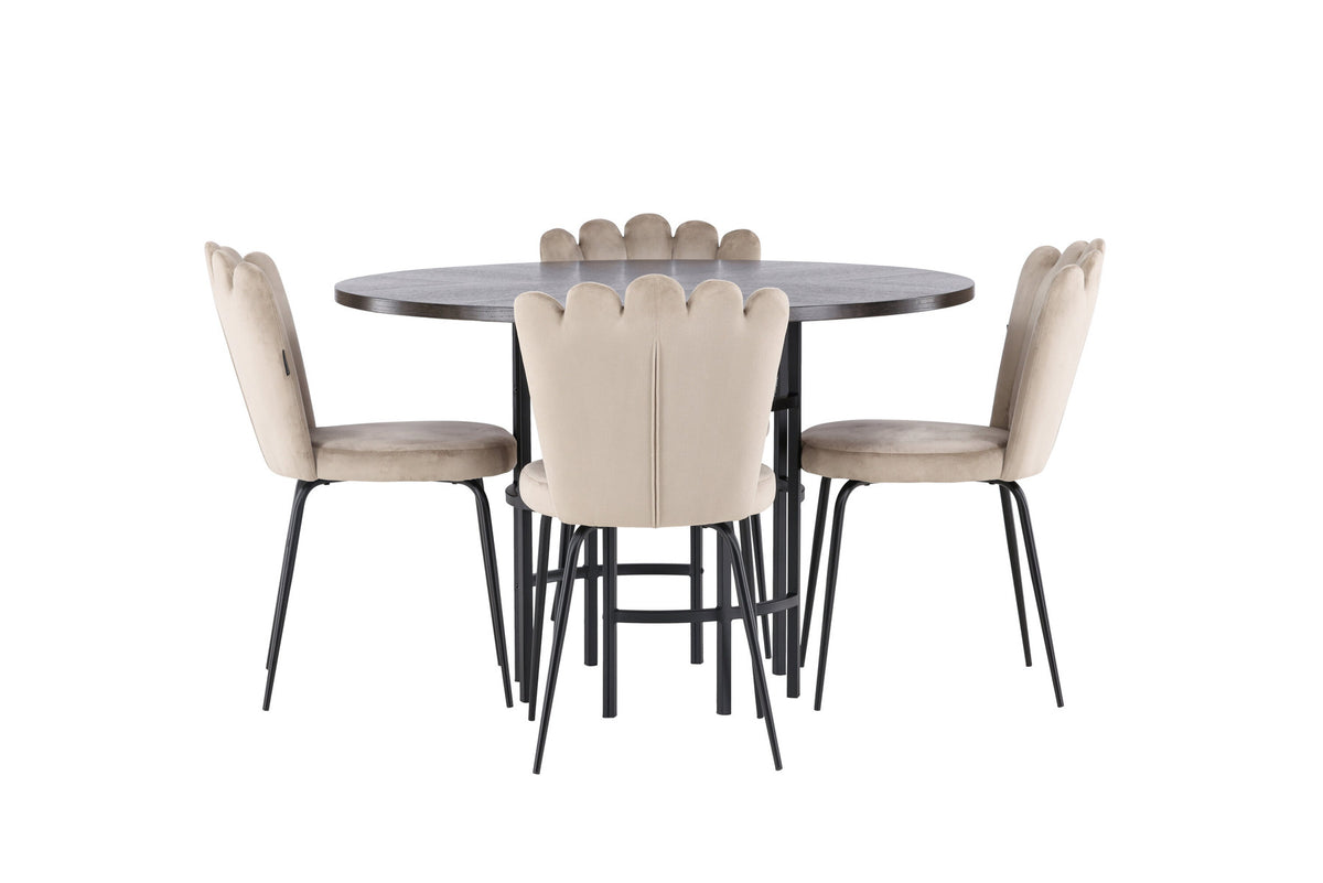 Esszimmerset Copenhagen + Limhamn Light ⌀115cm/4St. in Mocca / Beige / Schwarz präsentiert im Onlineshop von KAQTU Design AG. Esszimmerset ist von Venture Home
