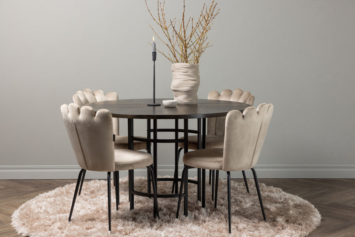 Esszimmerset Copenhagen + Limhamn Light ⌀115cm/4St. in Mocca / Beige / Schwarz präsentiert im Onlineshop von KAQTU Design AG. Esszimmerset ist von Venture Home
