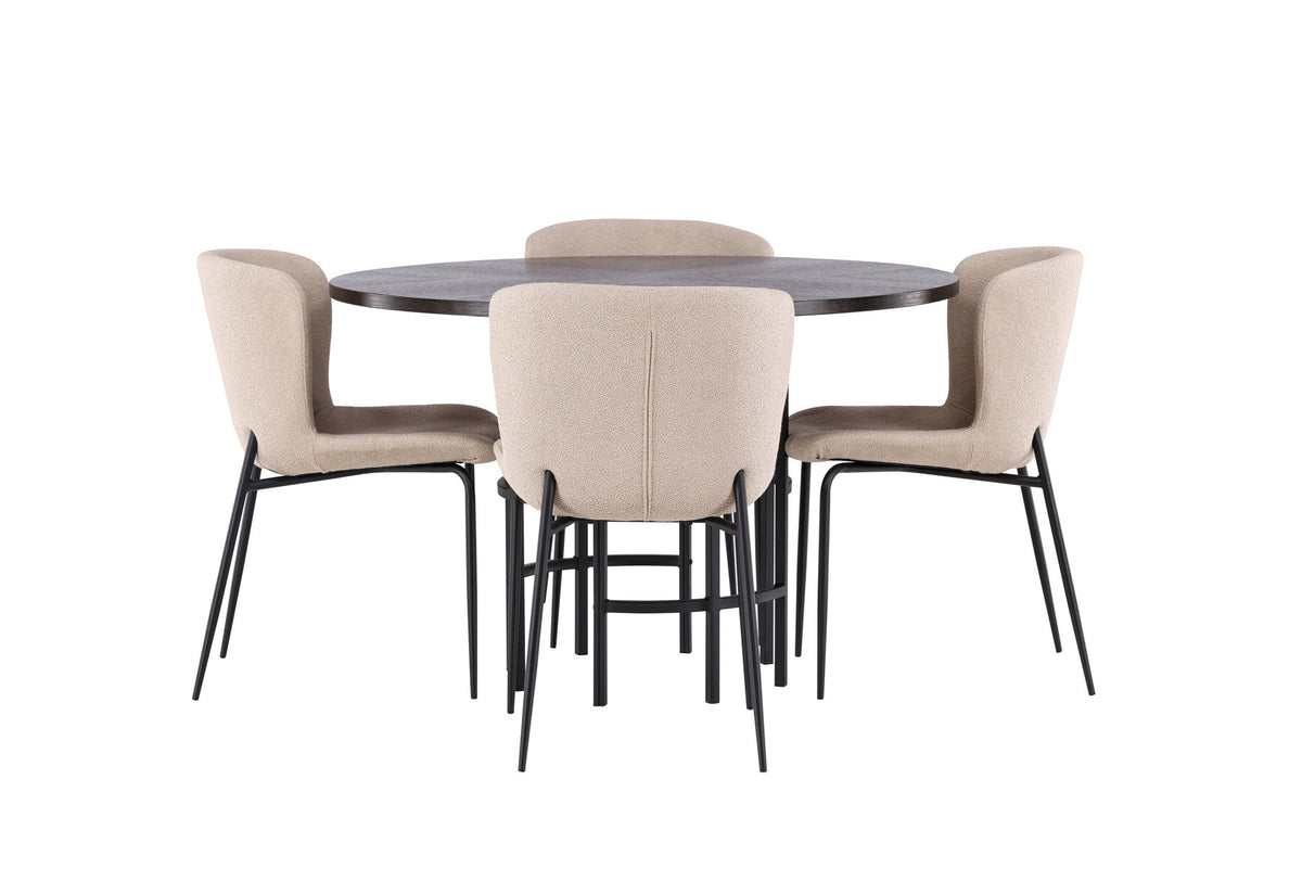 Esszimmerset Copenhagen + Modesto ⌀115cm/4St. in Mocca / Beige / Schwarz präsentiert im Onlineshop von KAQTU Design AG. Esszimmerset ist von Venture Home