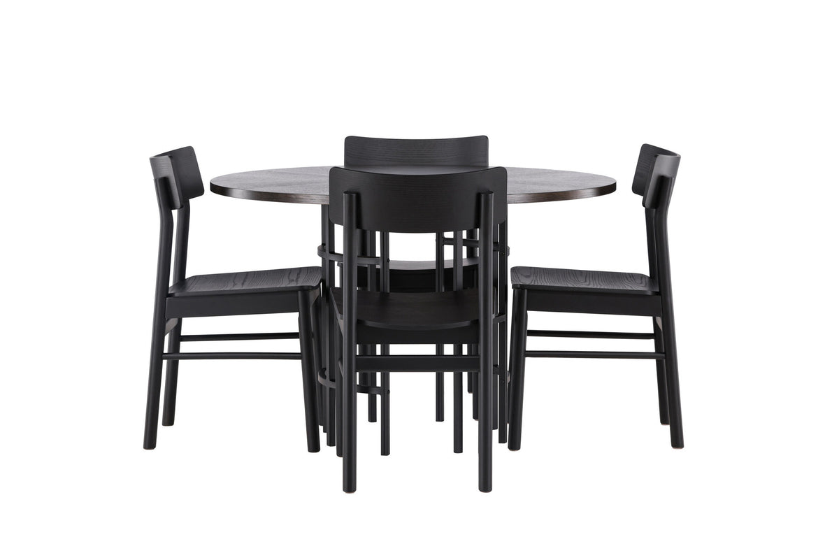 Copenhagen Esstisch  + 4 xMontros Esszimmerstuhl in Schwarz präsentiert im Onlineshop von KAQTU Design AG. Esszimmerset ist von Venture Home