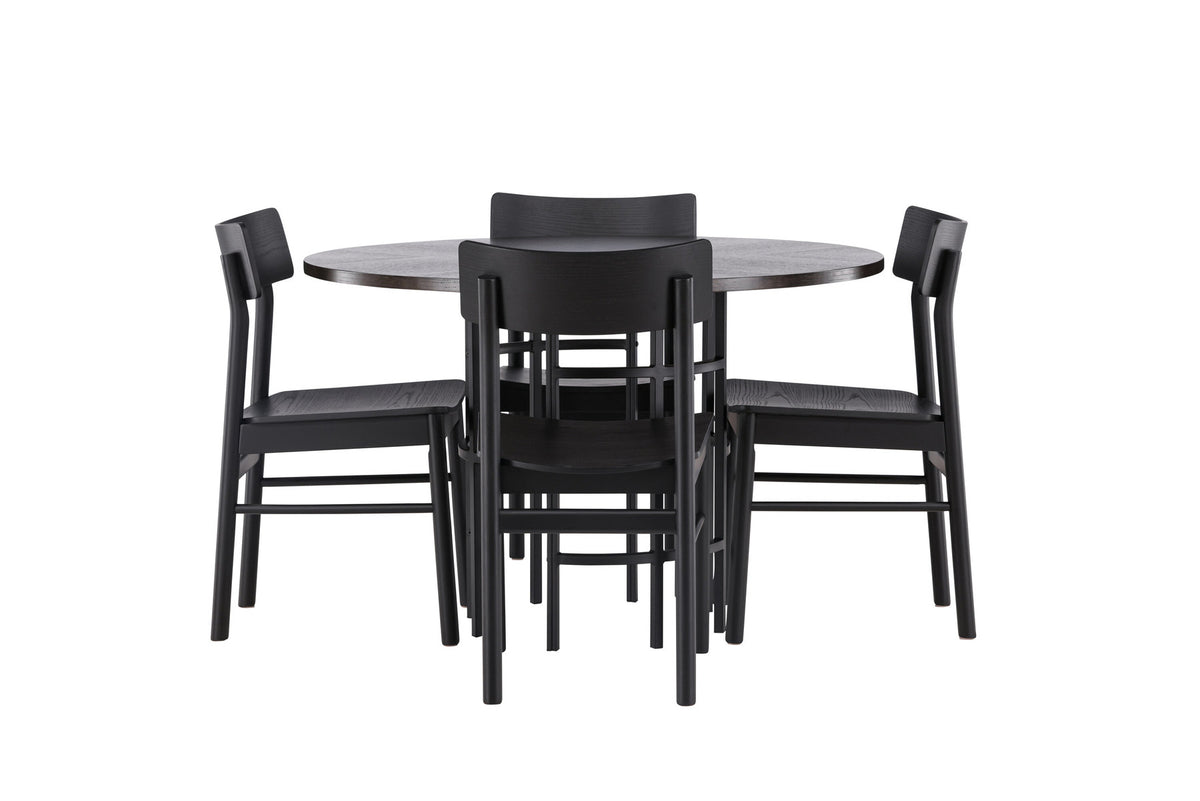Copenhagen Esstisch  + 4 xMontros Esszimmerstuhl in Schwarz präsentiert im Onlineshop von KAQTU Design AG. Esszimmerset ist von Venture Home