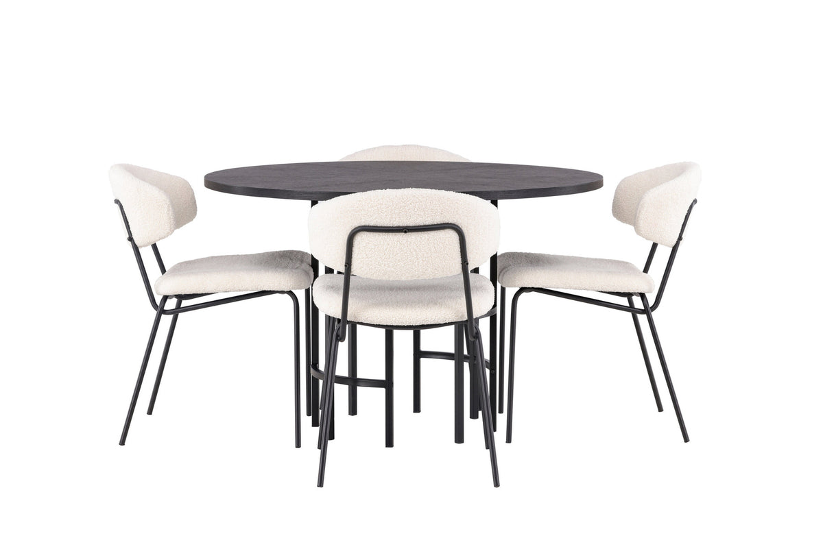 Esszimmerset Copenhagen + Chico ⌀115cm/4St. in Weiss / Schwarz präsentiert im Onlineshop von KAQTU Design AG. Esszimmerset ist von Venture Home