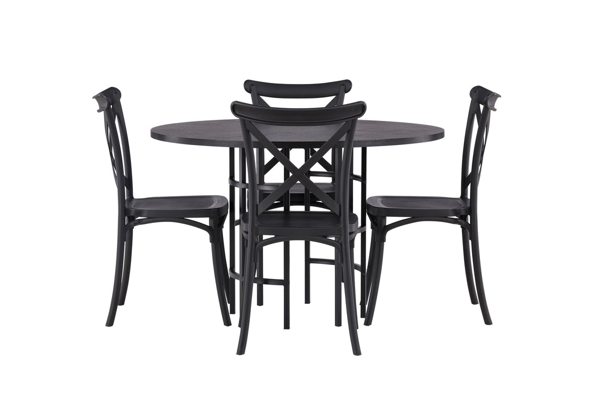 Esszimmerset Copenhagen + Crosett ⌀115cm/4St. in Schwarz präsentiert im Onlineshop von KAQTU Design AG. Esszimmerset ist von Venture Home
