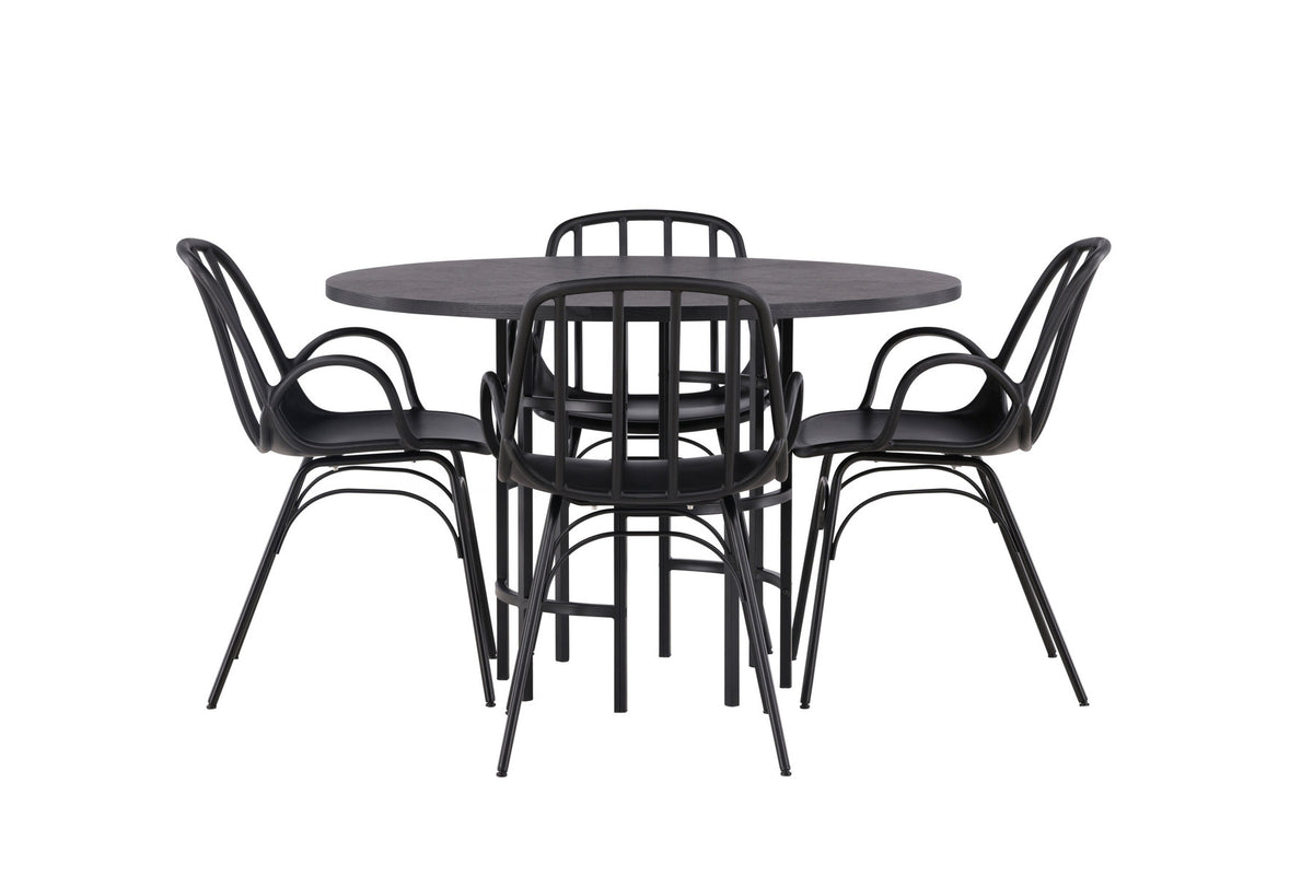 Copenhagen Esszimmerset + Dyrön ⌀115cm/4St. in Schwarz präsentiert im Onlineshop von KAQTU Design AG. Esszimmerset ist von Venture Home