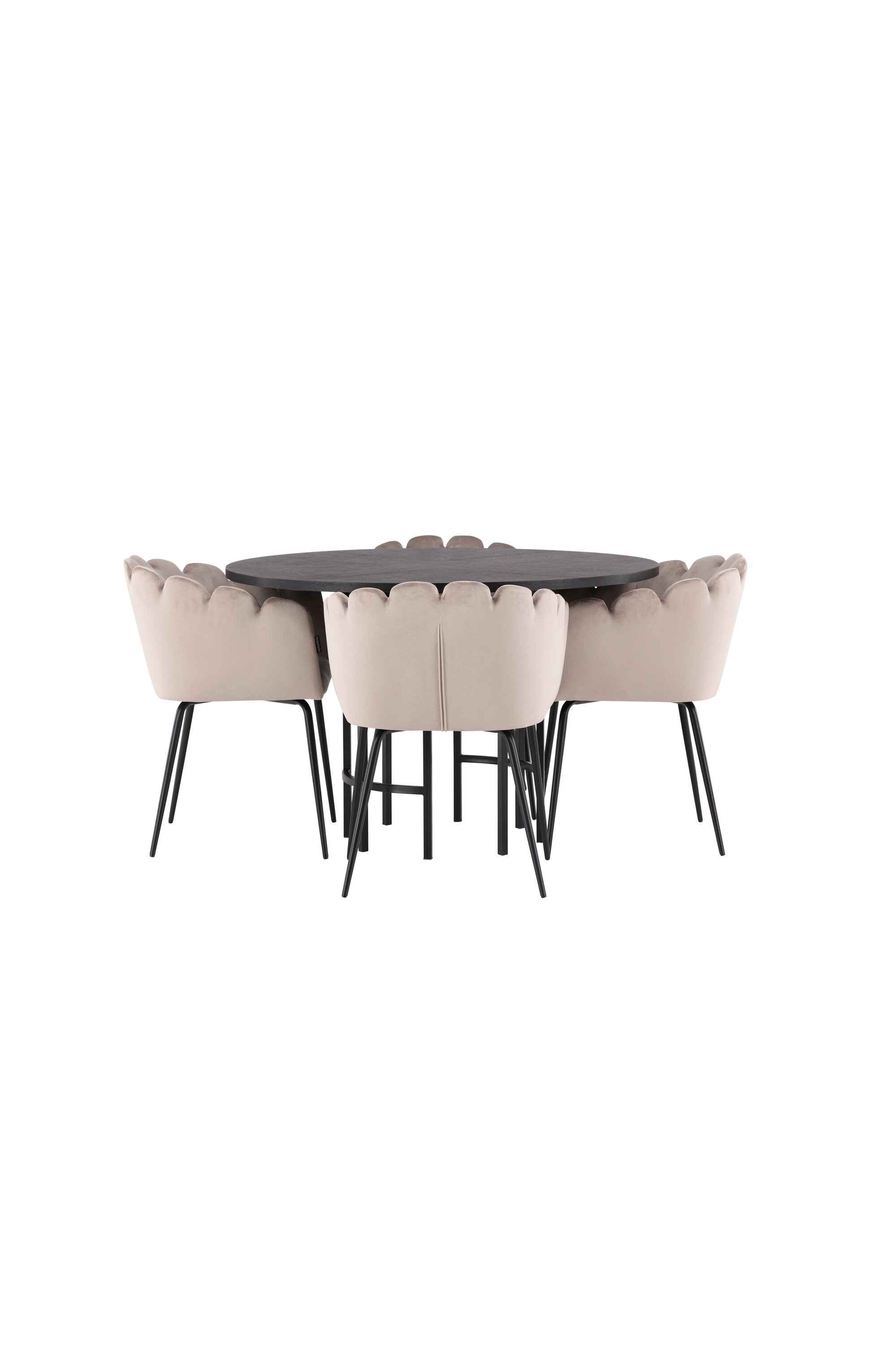 Esszimmerset Copenhagen + Limhamn ⌀115cm/4St. in Schwarz / Beige präsentiert im Onlineshop von KAQTU Design AG. Esszimmerset ist von Venture Home