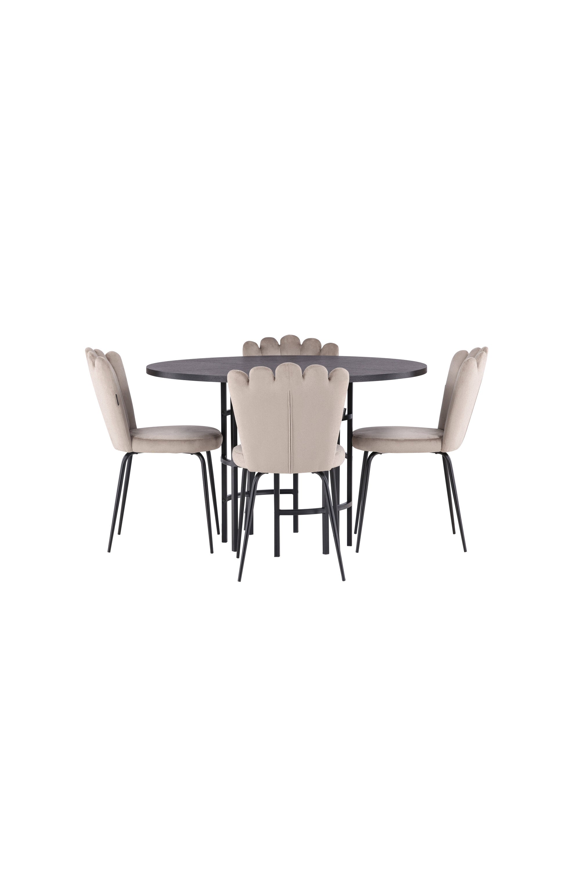 Esszimmerset Copenhagen + Limhamn Light ⌀115cm/4St. in Schwarz / Beige präsentiert im Onlineshop von KAQTU Design AG. Esszimmerset ist von Venture Home