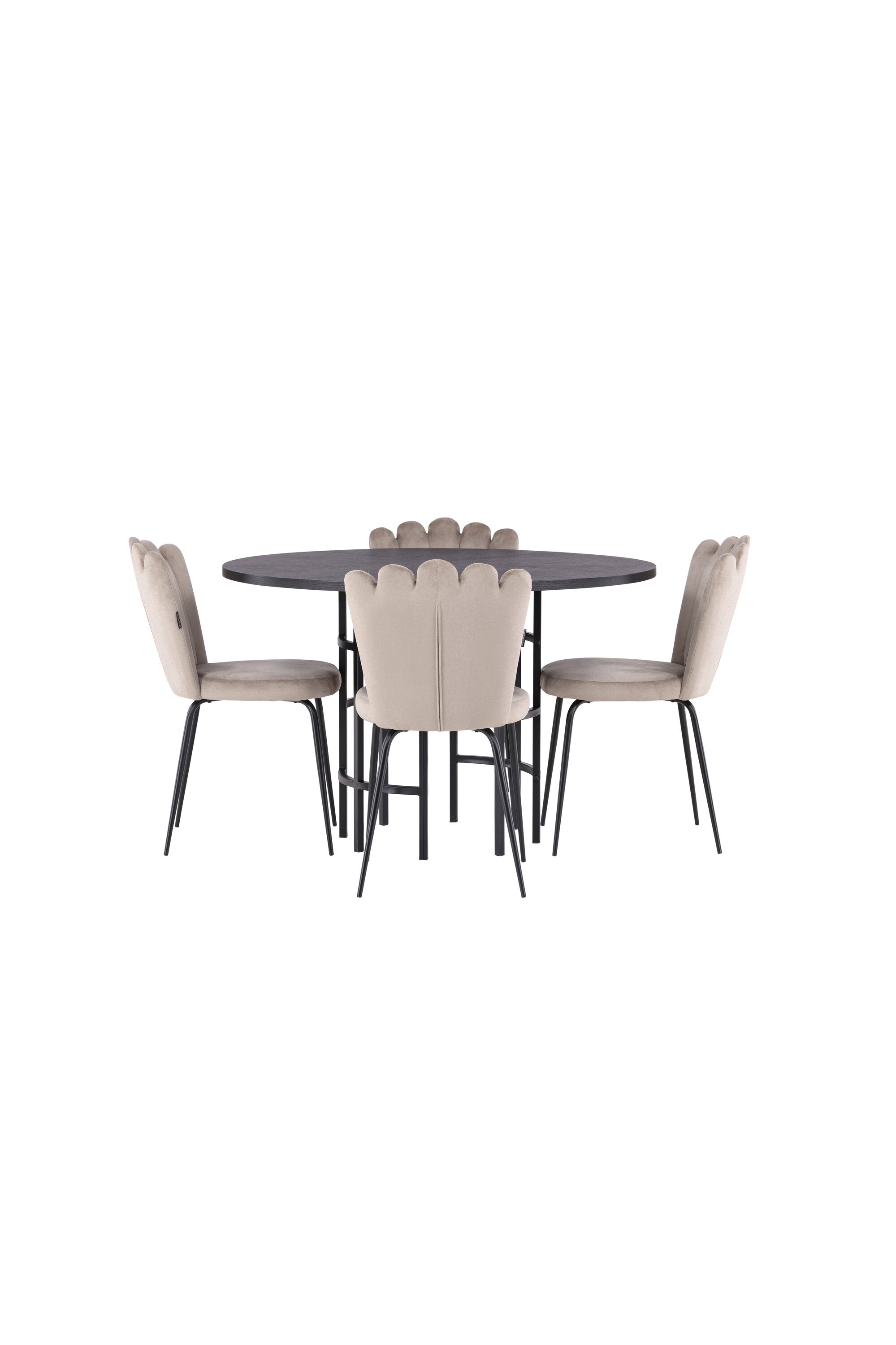 Esszimmerset Copenhagen + Limhamn Light ⌀115cm/4St. in Schwarz / Beige präsentiert im Onlineshop von KAQTU Design AG. Esszimmerset ist von Venture Home