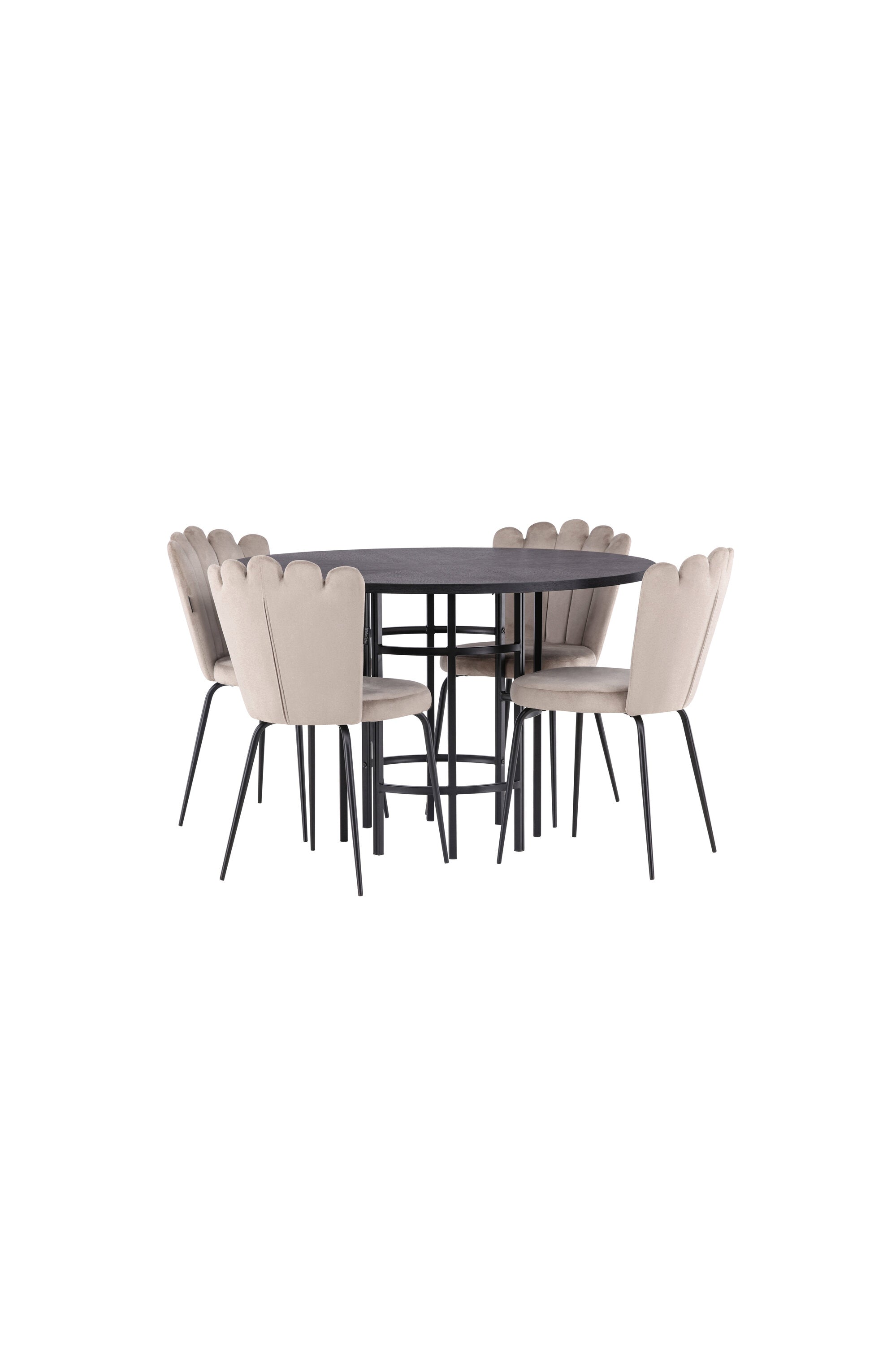 Esszimmerset Copenhagen + Limhamn Light ⌀115cm/4St. in Schwarz / Beige präsentiert im Onlineshop von KAQTU Design AG. Esszimmerset ist von Venture Home