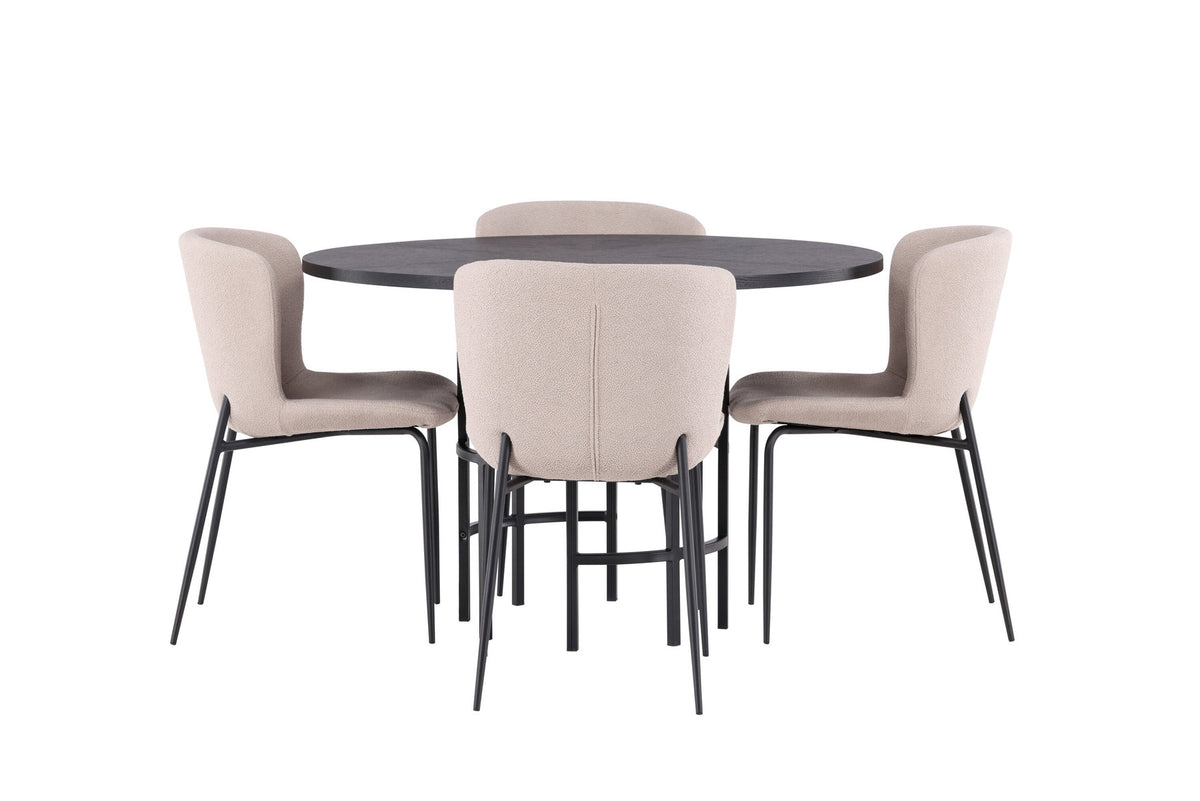 Esszimmerset Copenhagen + Modesto ⌀115cm/4St. in Beige / Schwarz präsentiert im Onlineshop von KAQTU Design AG. Esszimmerset ist von Venture Home