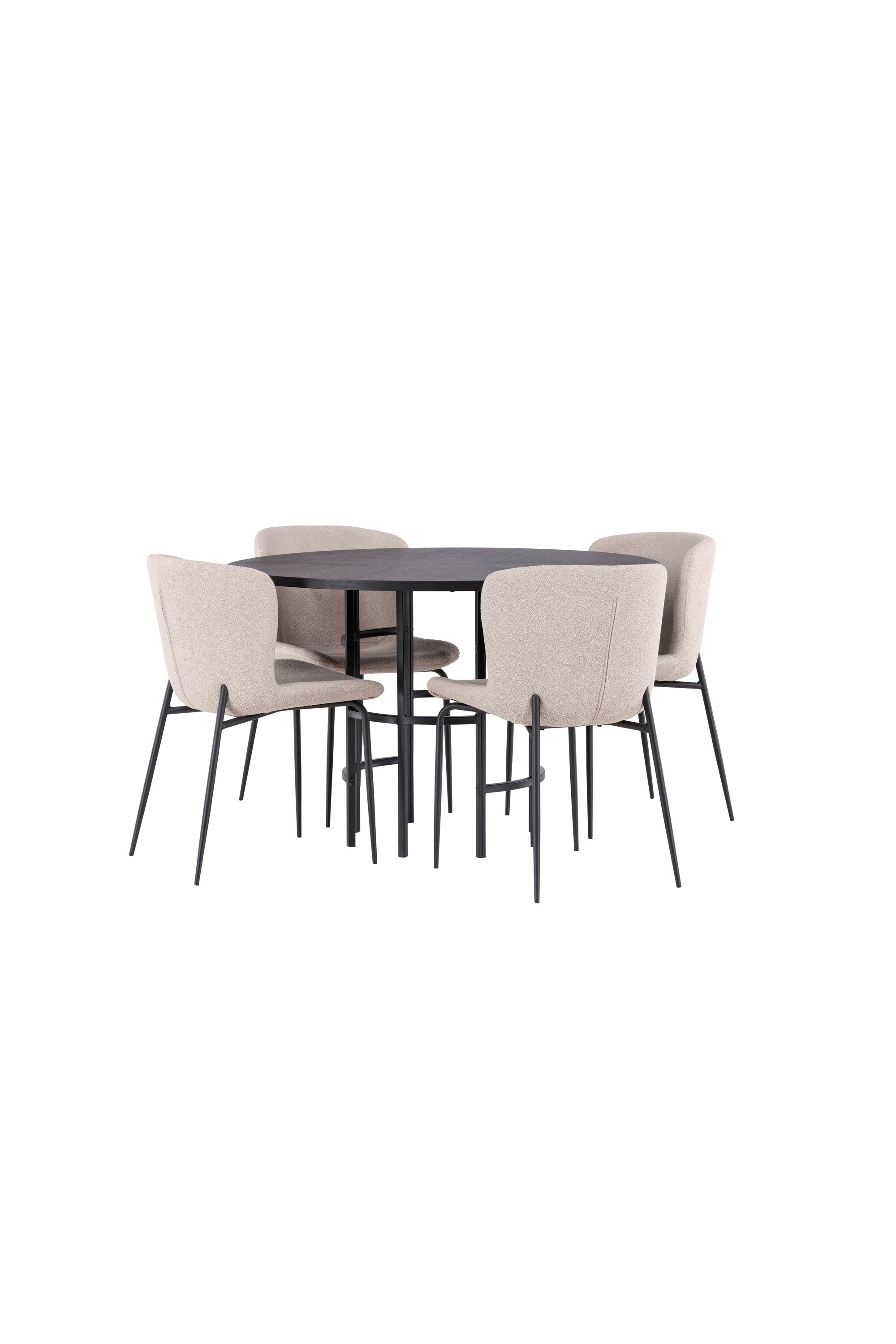 Esszimmerset Copenhagen + Modesto ⌀115cm/4St. in Beige / Schwarz präsentiert im Onlineshop von KAQTU Design AG. Esszimmerset ist von Venture Home
