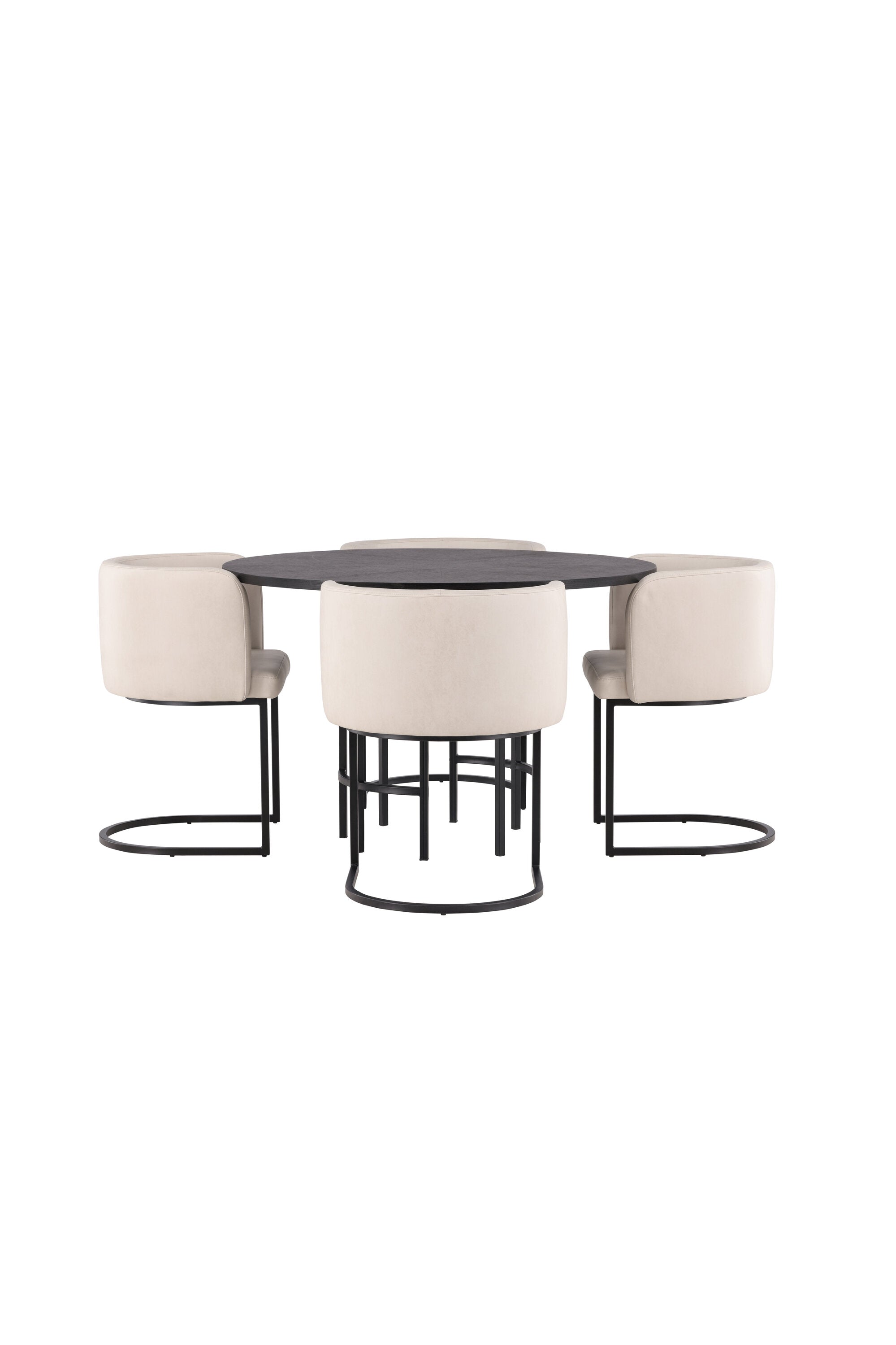 Esszimmerset Copenhagen + Simrishamn ⌀115cm/4St. in Beige / Schwarz präsentiert im Onlineshop von KAQTU Design AG. Esszimmerset ist von Venture Home