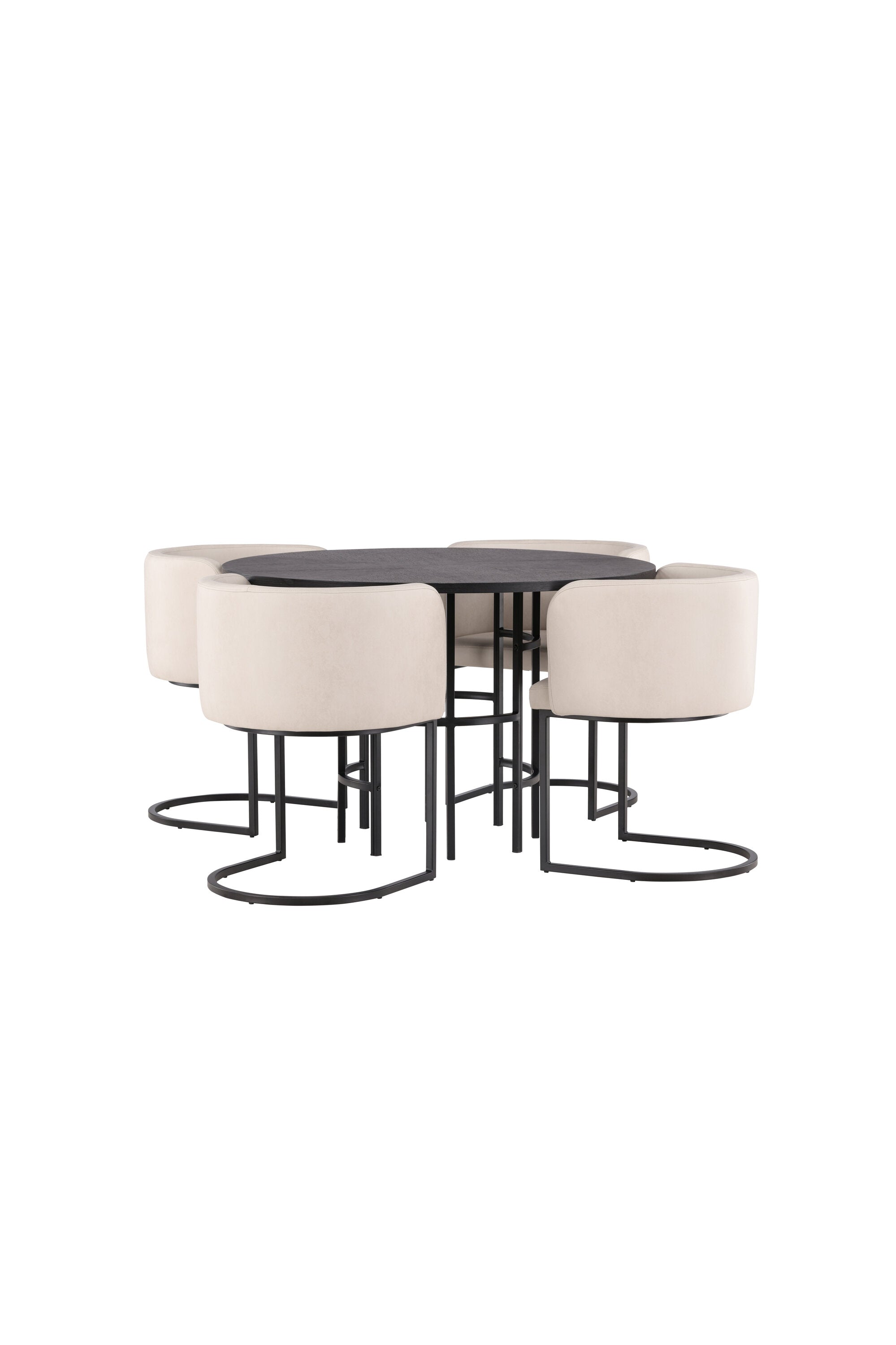 Esszimmerset Copenhagen + Simrishamn ⌀115cm/4St. in Beige / Schwarz präsentiert im Onlineshop von KAQTU Design AG. Esszimmerset ist von Venture Home