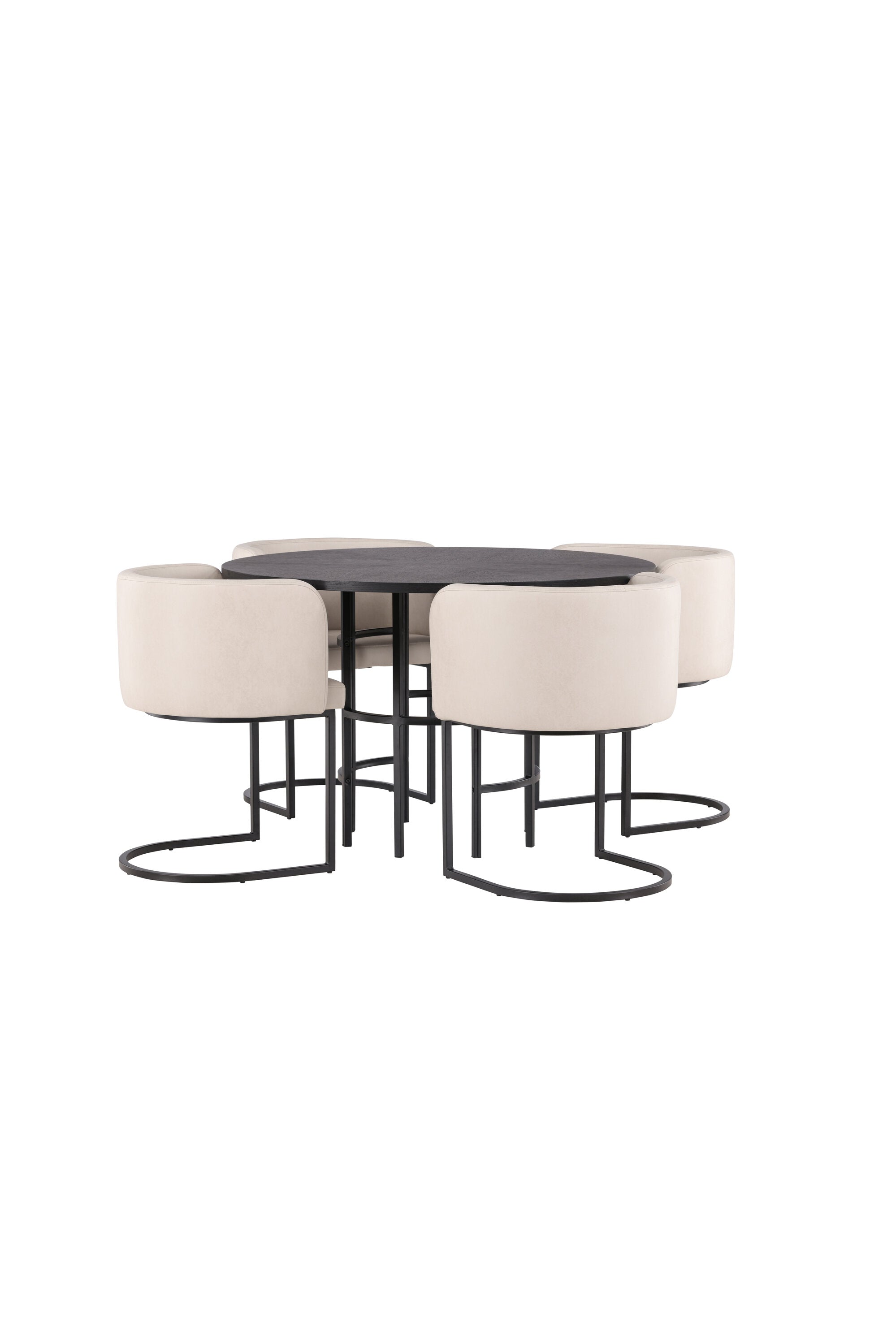 Esszimmerset Copenhagen + Simrishamn ⌀115cm/4St. in Beige / Schwarz präsentiert im Onlineshop von KAQTU Design AG. Esszimmerset ist von Venture Home