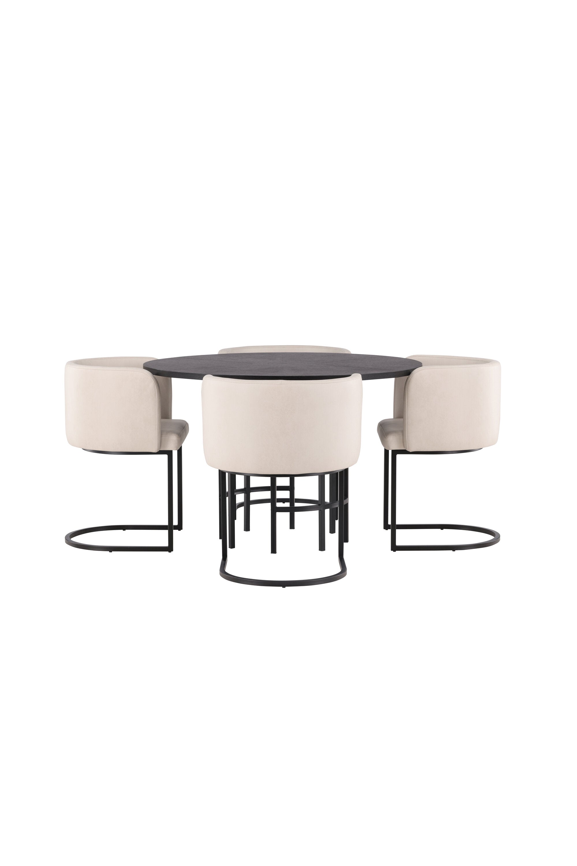 Esszimmerset Copenhagen + Simrishamn ⌀115cm/4St. in Beige / Schwarz präsentiert im Onlineshop von KAQTU Design AG. Esszimmerset ist von Venture Home