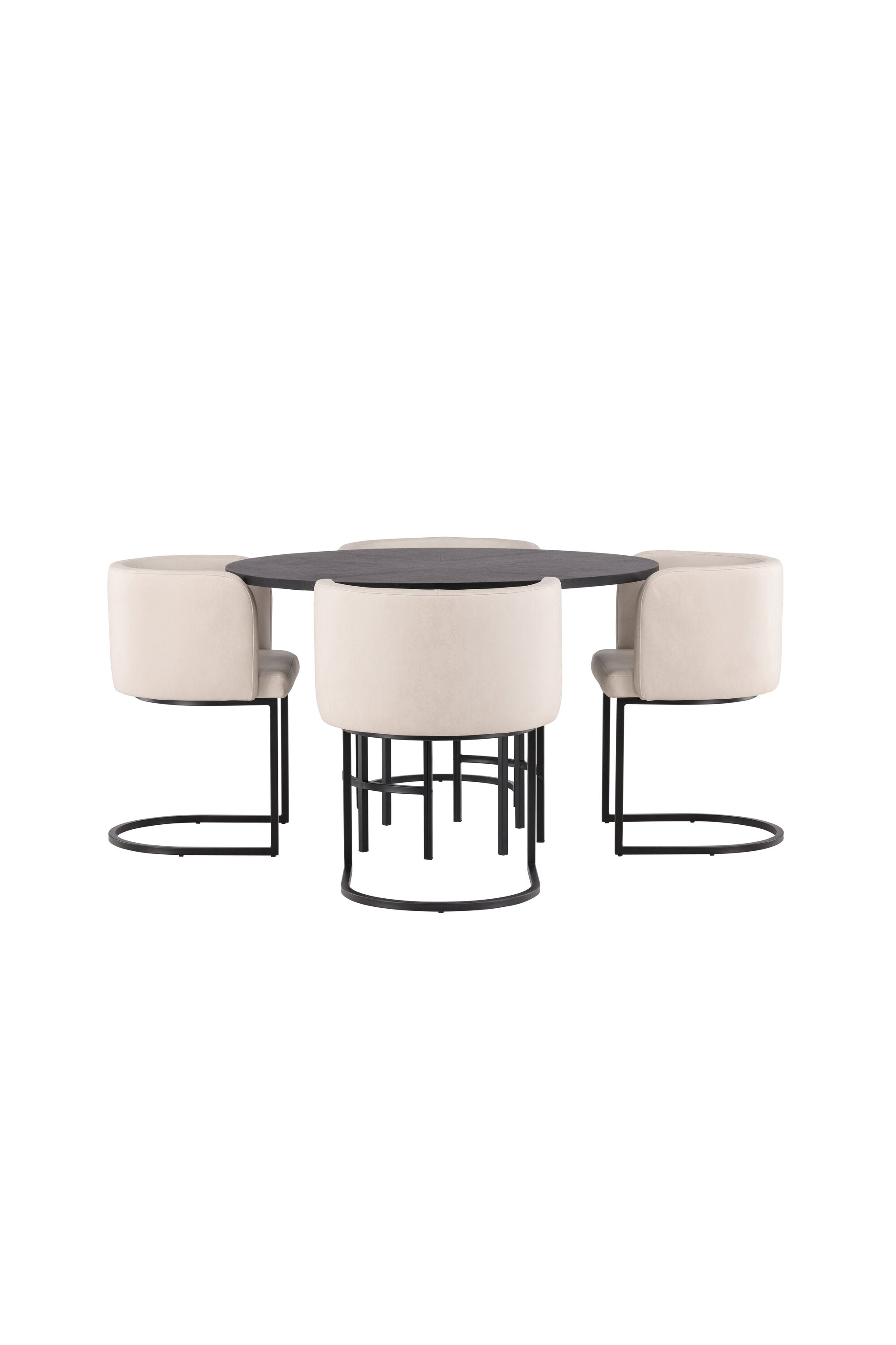 Esszimmerset Copenhagen + Simrishamn ⌀115cm/4St. in Beige / Schwarz präsentiert im Onlineshop von KAQTU Design AG. Esszimmerset ist von Venture Home