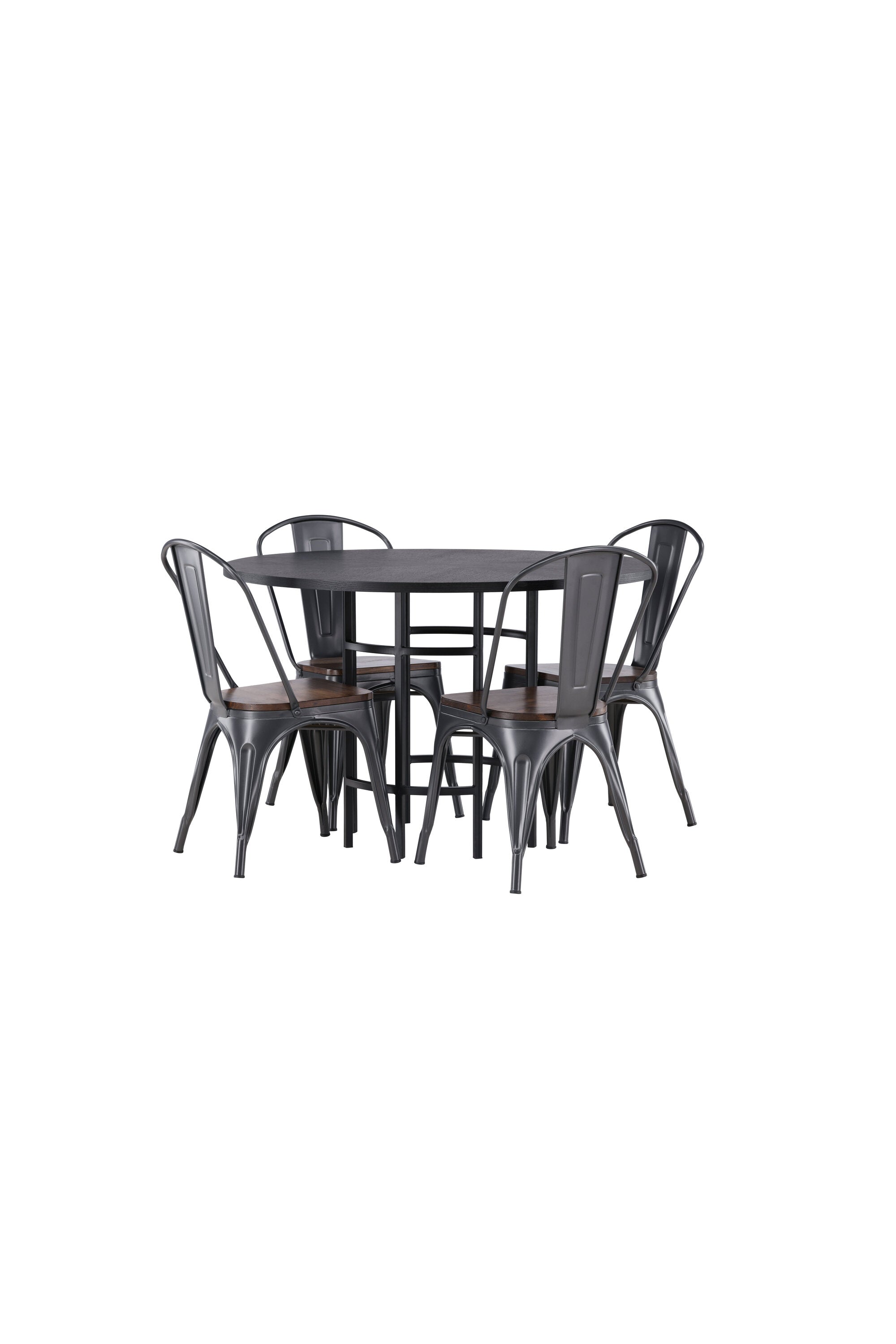 Esszimmerset Copenhagen + Tempe ⌀115cm/4St. in Dunkelgrau / Walnuss präsentiert im Onlineshop von KAQTU Design AG. Esszimmerset ist von Venture Home