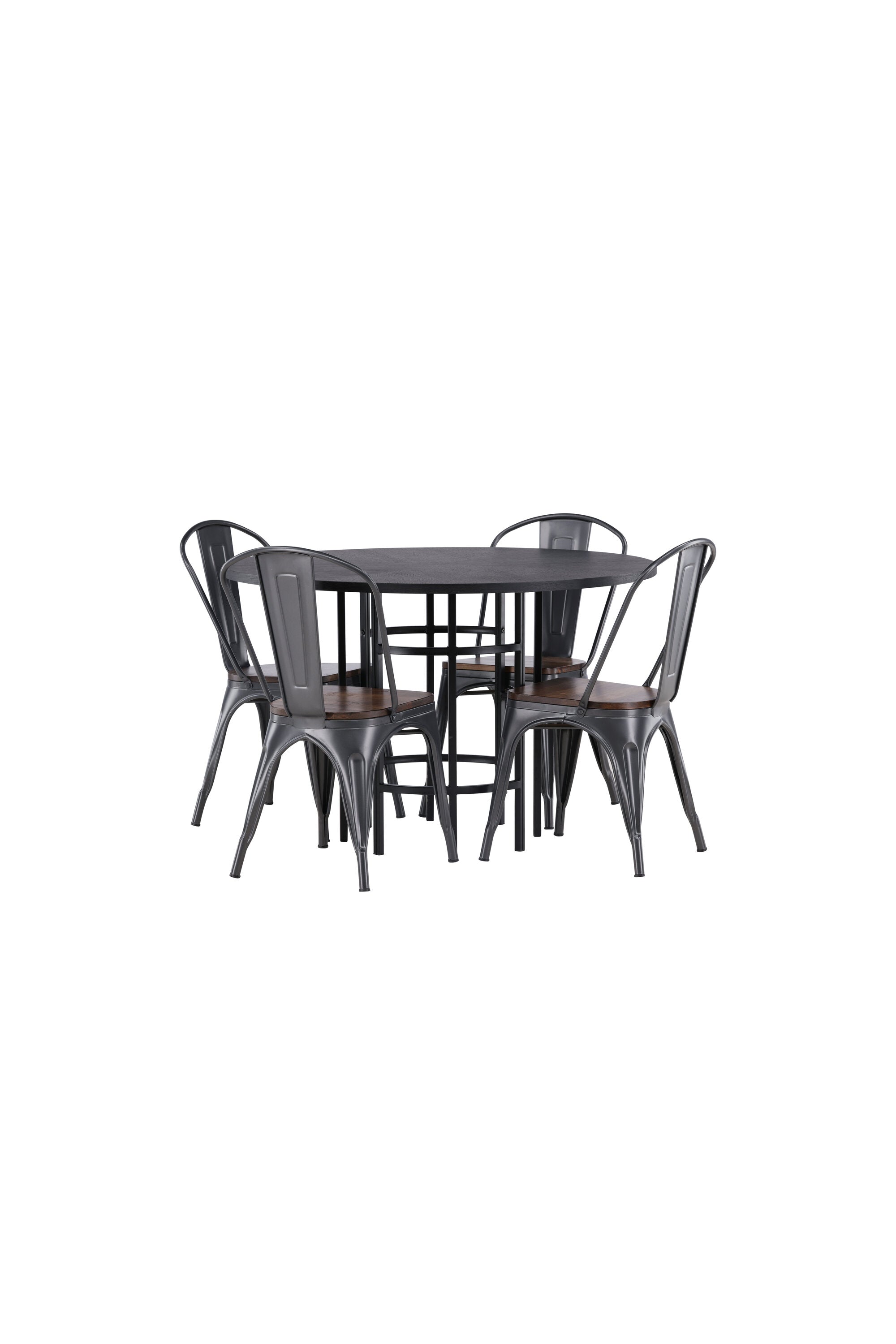 Esszimmerset Copenhagen + Tempe ⌀115cm/4St. in Dunkelgrau / Walnuss präsentiert im Onlineshop von KAQTU Design AG. Esszimmerset ist von Venture Home
