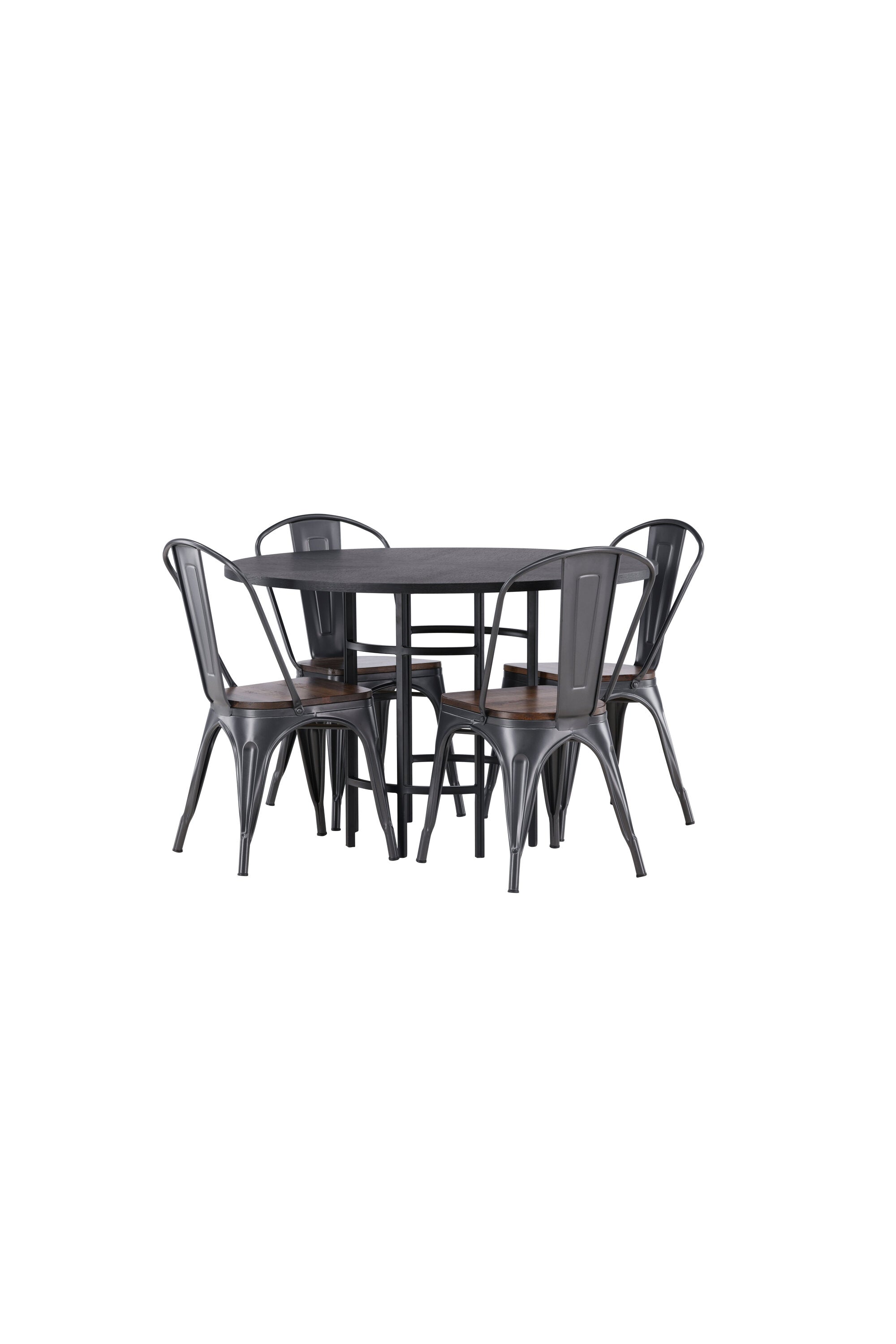 Esszimmerset Copenhagen + Tempe ⌀115cm/4St. in Dunkelgrau / Walnuss präsentiert im Onlineshop von KAQTU Design AG. Esszimmerset ist von Venture Home