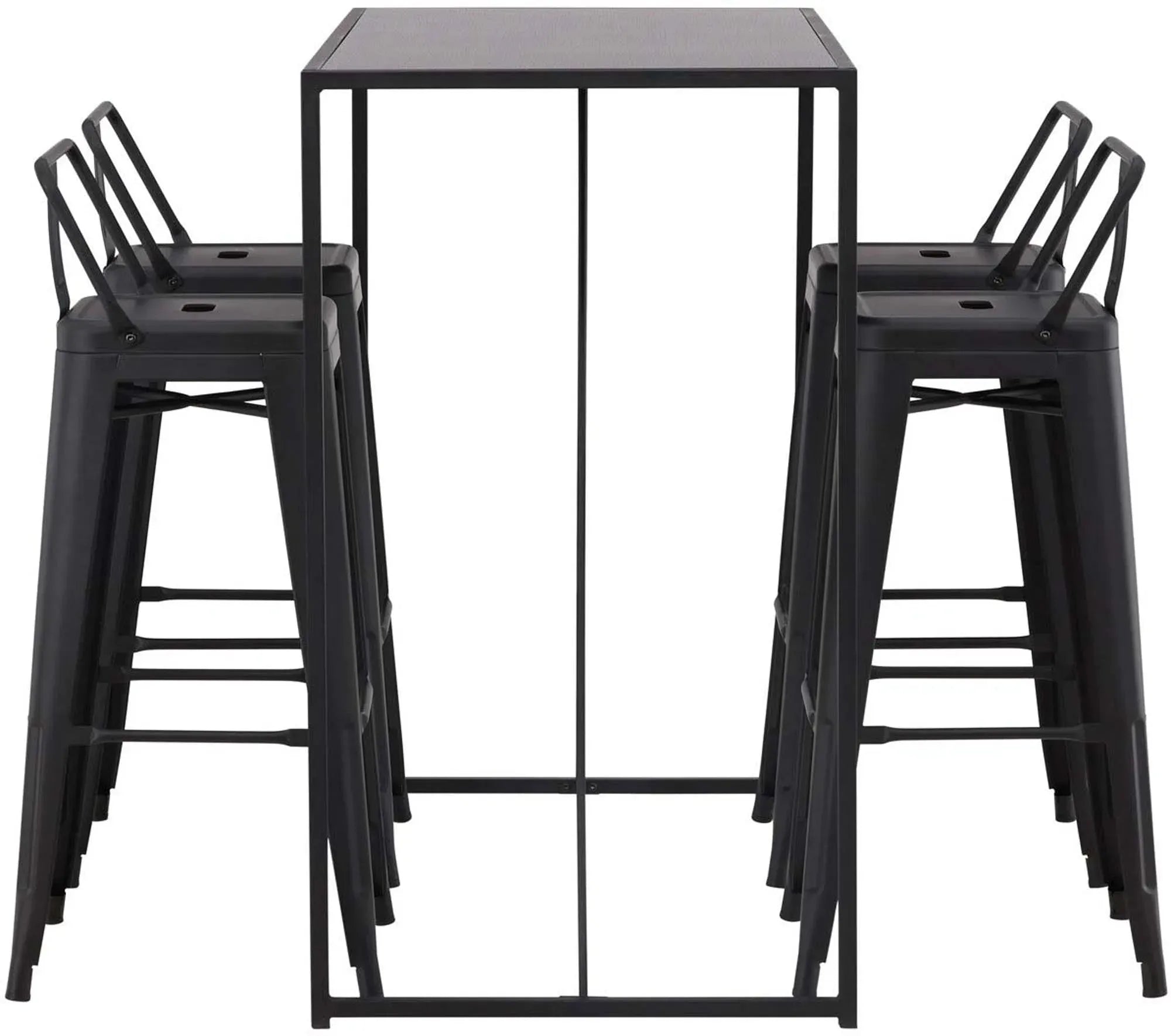 Elegantes Brea Barset: Skandinavisches Design, MDF-Tisch, Stahlrahmen, Tempe Barhocker, Komfort & Stil.