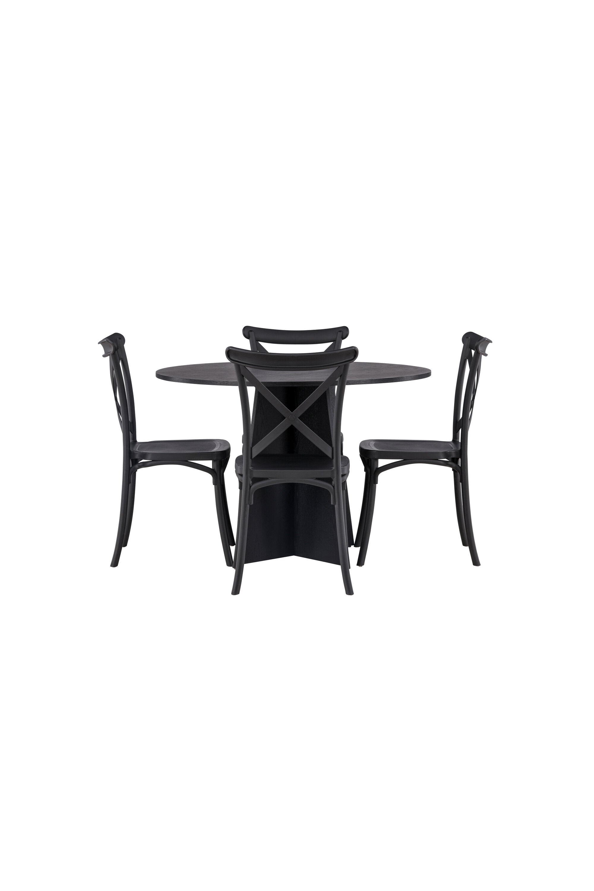 Bootcut Esszimmerset + Crosett ⌀110cm/4St. in Schwarz präsentiert im Onlineshop von KAQTU Design AG. Esszimmerset ist von Venture Home