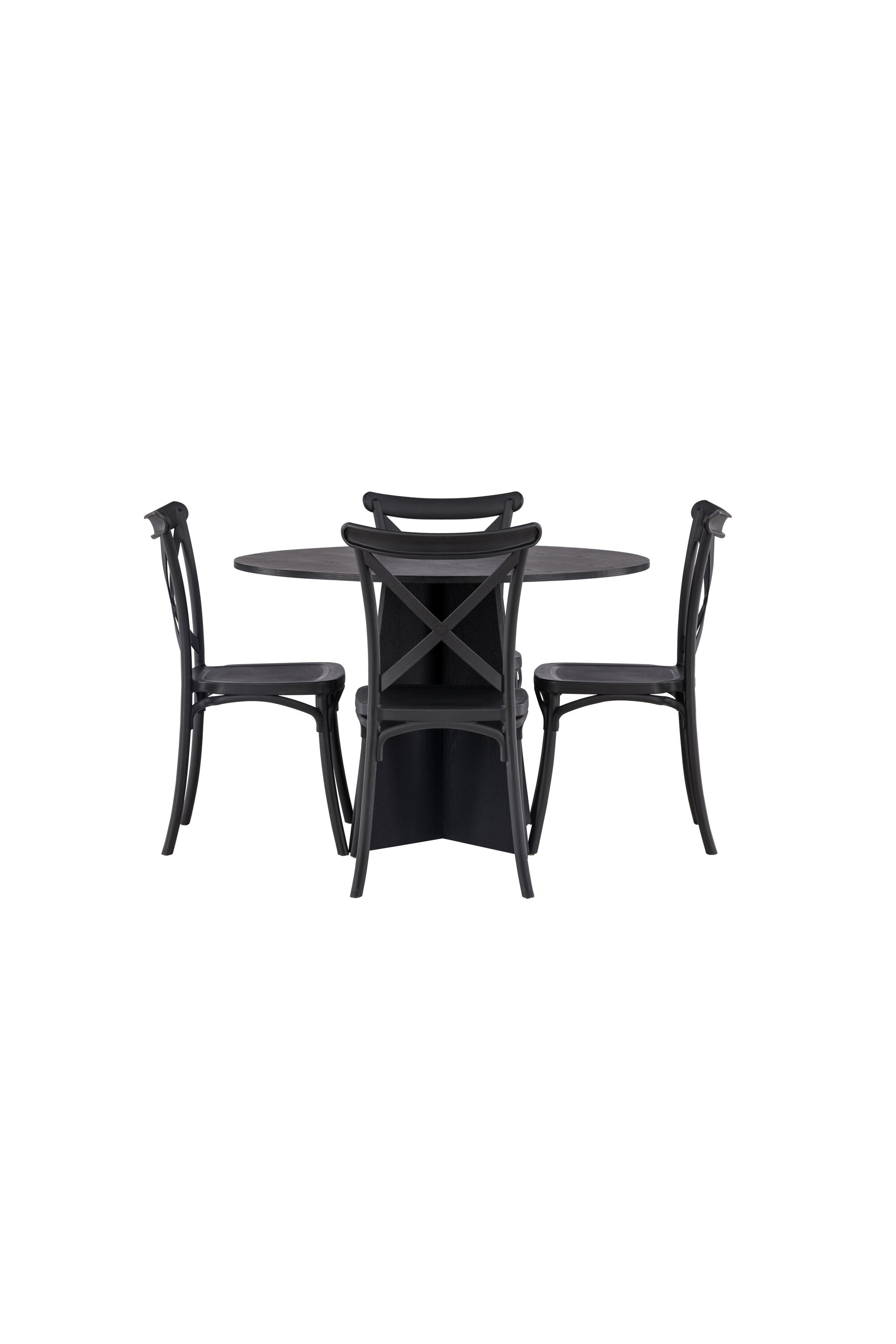 Bootcut Esszimmerset + Crosett ⌀110cm/4St. in Schwarz präsentiert im Onlineshop von KAQTU Design AG. Esszimmerset ist von Venture Home