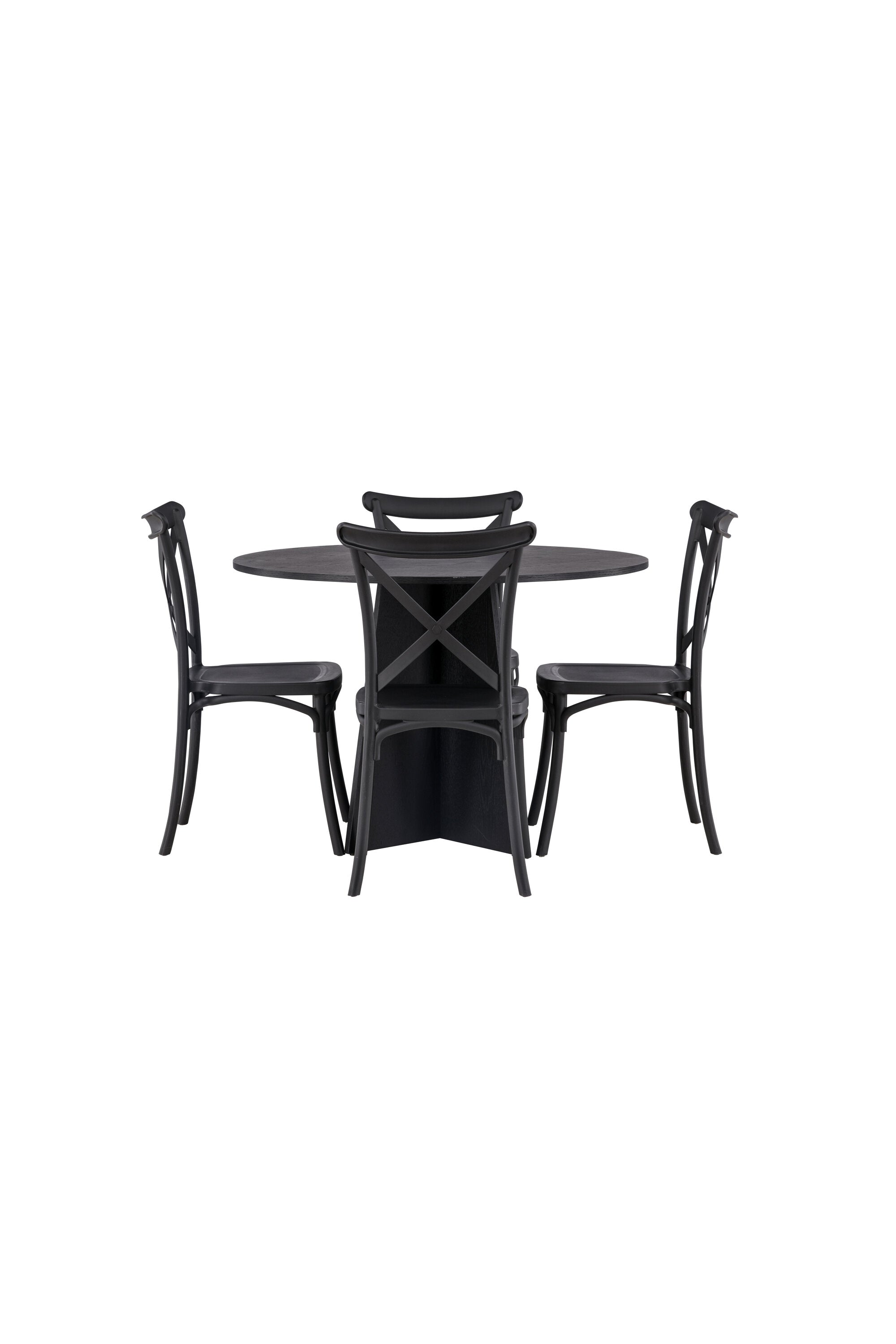 Bootcut Esszimmerset + Crosett ⌀110cm/4St. in Schwarz präsentiert im Onlineshop von KAQTU Design AG. Esszimmerset ist von Venture Home