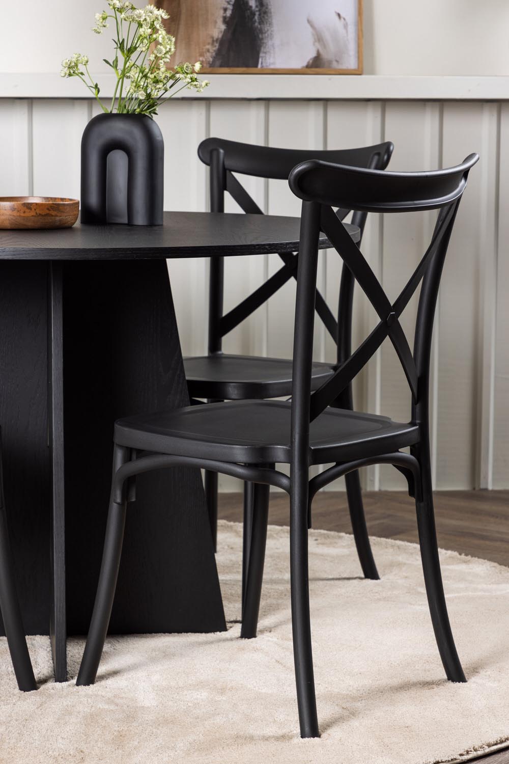 Bootcut Esszimmerset + Crosett ⌀110cm/4St. in Schwarz präsentiert im Onlineshop von KAQTU Design AG. Esszimmerset ist von Venture Home
