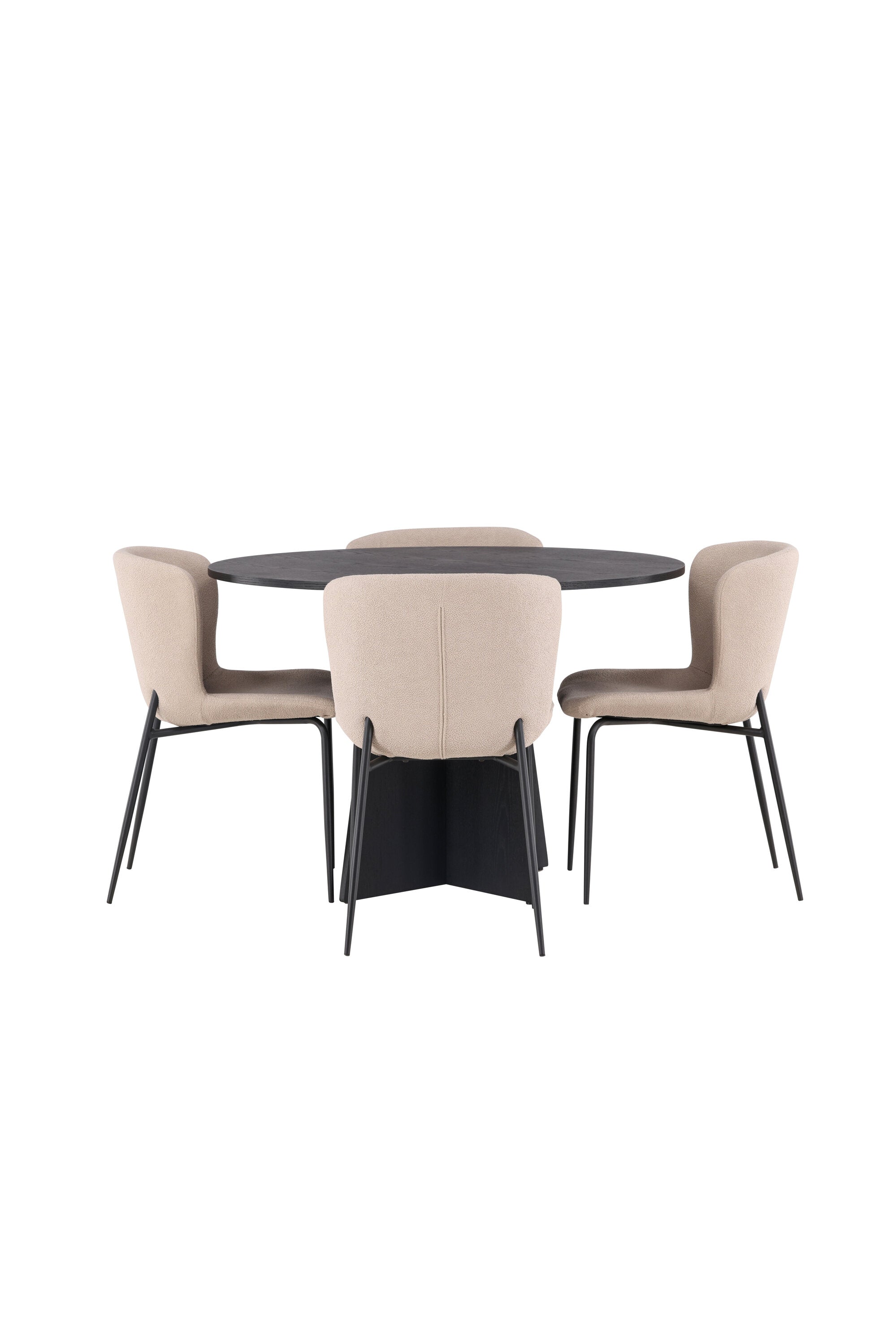 Bootcut Esszimmerset + Modesto ⌀110cm/4St. in Schwarz, Dunkelgrau präsentiert im Onlineshop von KAQTU Design AG. Esszimmerset ist von Venture Home