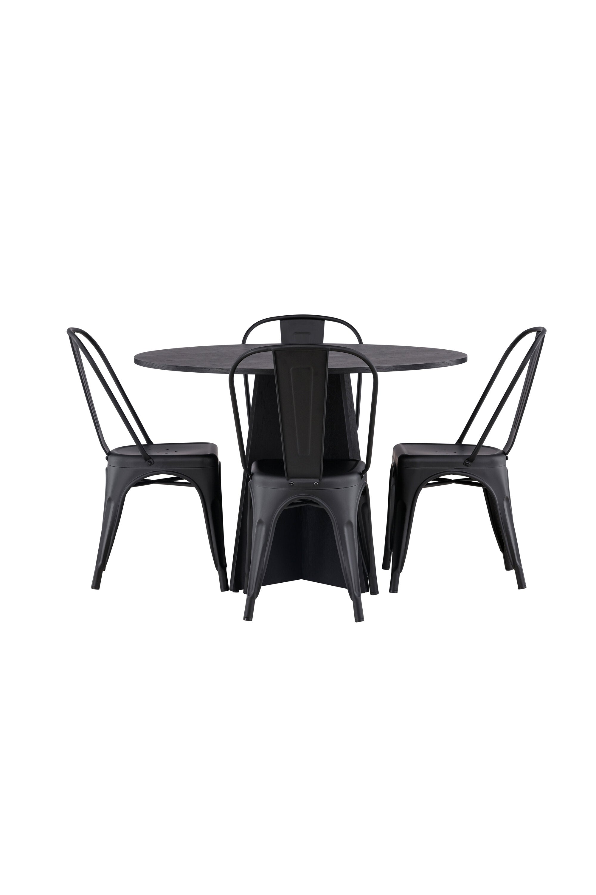 Bootcut Esszimmerset + Tempe ⌀110cm/4St. in Schwarz präsentiert im Onlineshop von KAQTU Design AG. Esszimmerset ist von Venture Home