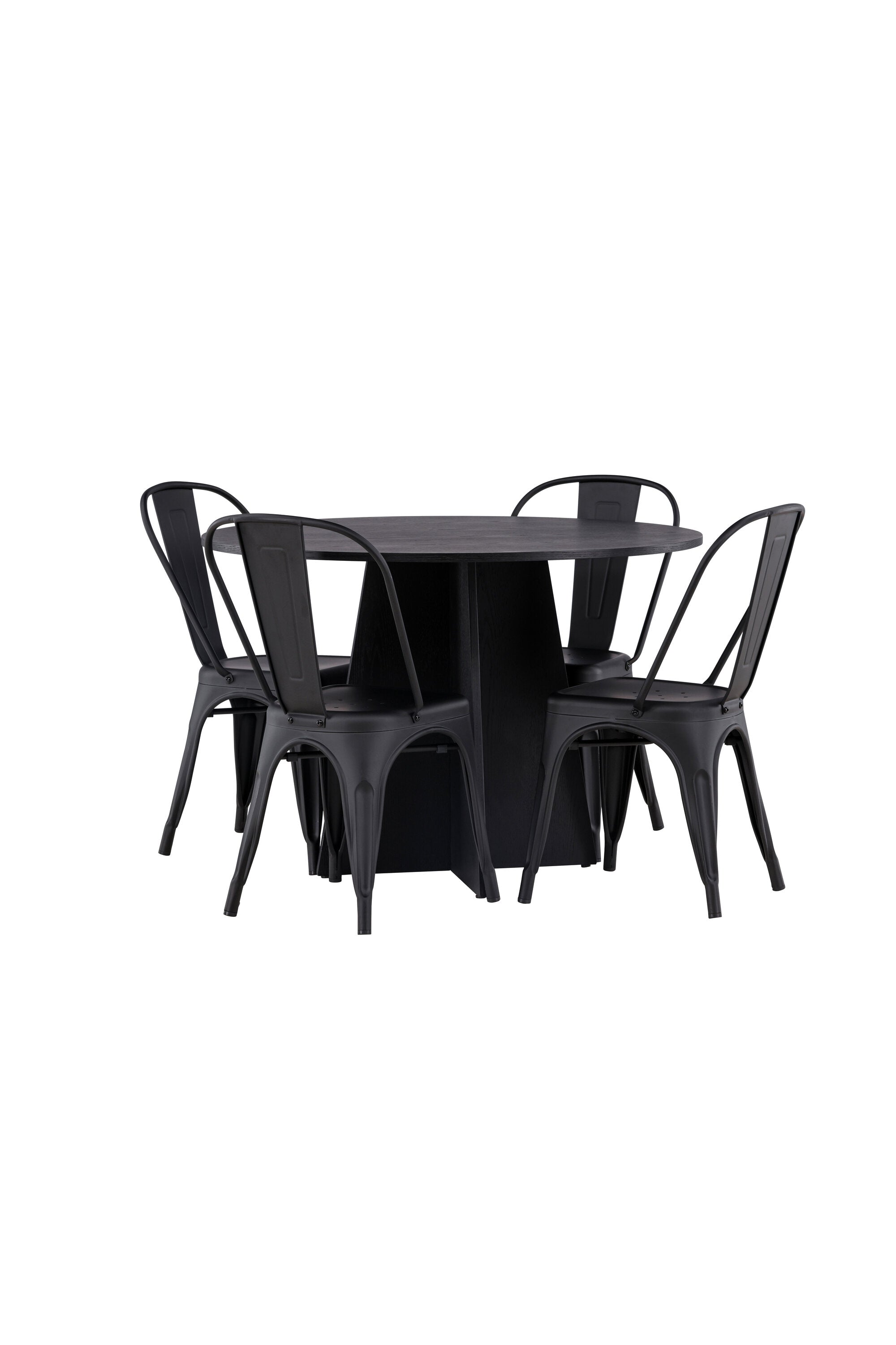 Bootcut Esszimmerset + Tempe ⌀110cm/4St. in Schwarz präsentiert im Onlineshop von KAQTU Design AG. Esszimmerset ist von Venture Home