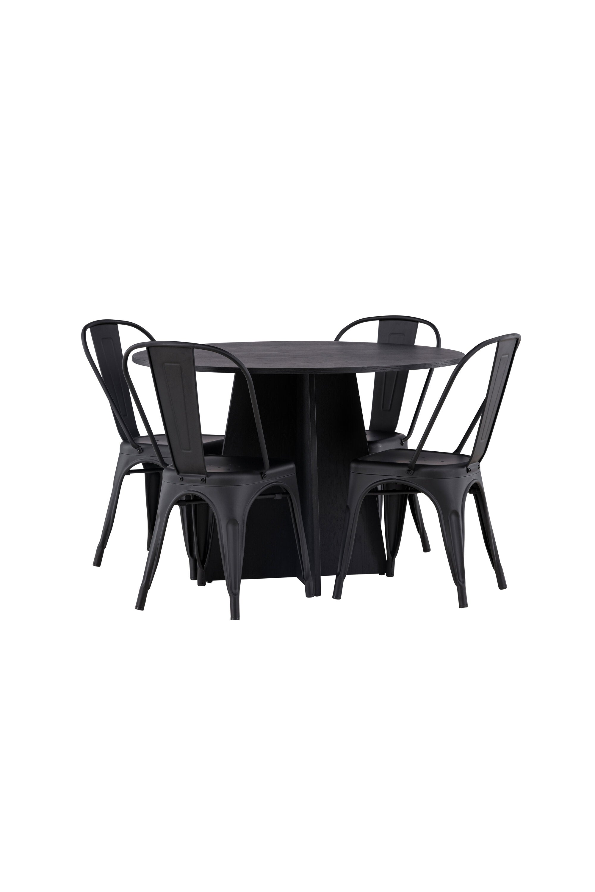 Bootcut Esszimmerset + Tempe ⌀110cm/4St. in Schwarz präsentiert im Onlineshop von KAQTU Design AG. Esszimmerset ist von Venture Home