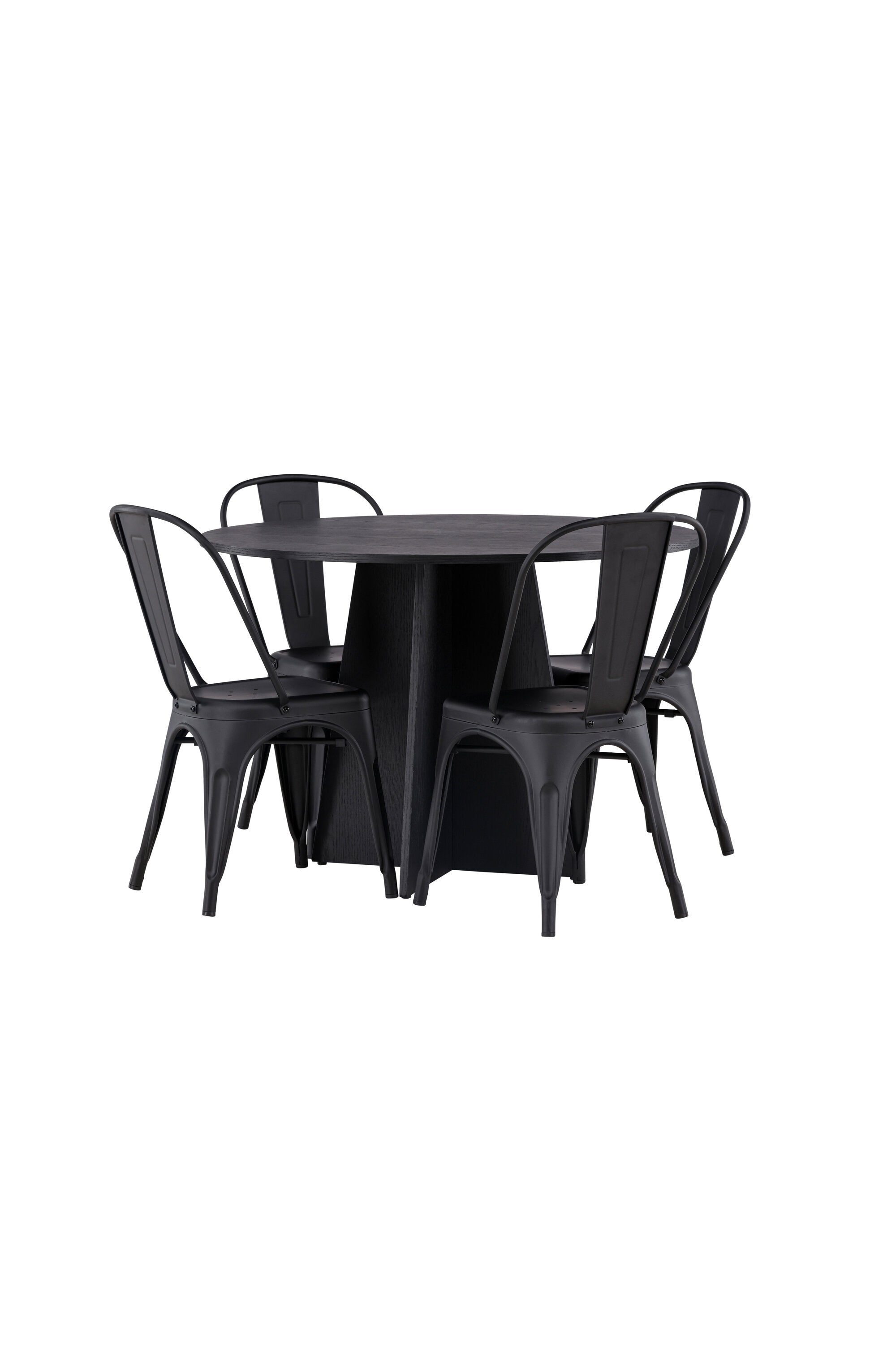 Bootcut Esszimmerset + Tempe ⌀110cm/4St. in Schwarz präsentiert im Onlineshop von KAQTU Design AG. Esszimmerset ist von Venture Home