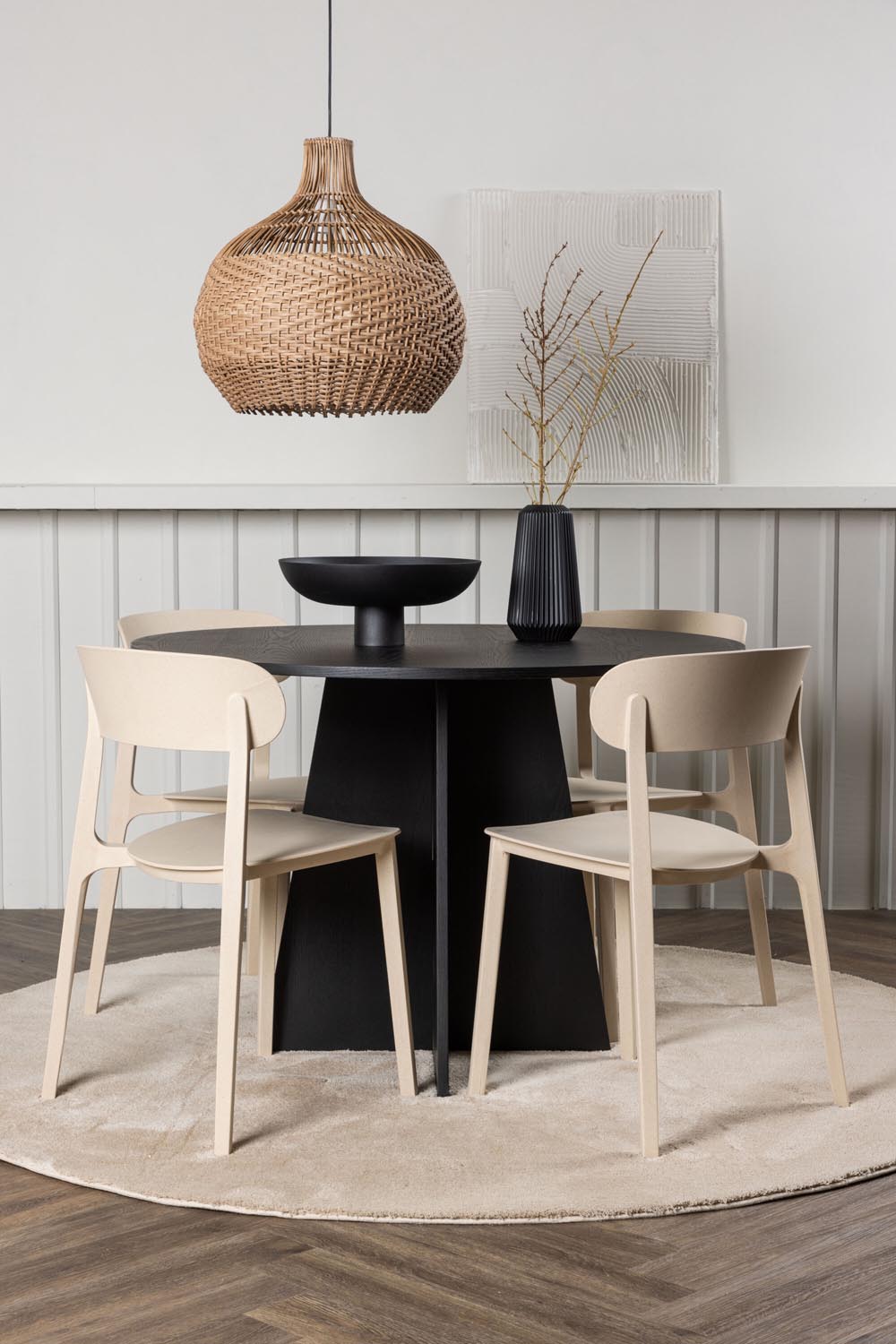 Bootcut Esszimmerset + Astol ⌀110cm/4St. in Beige präsentiert im Onlineshop von KAQTU Design AG. Esszimmerset ist von Venture Home